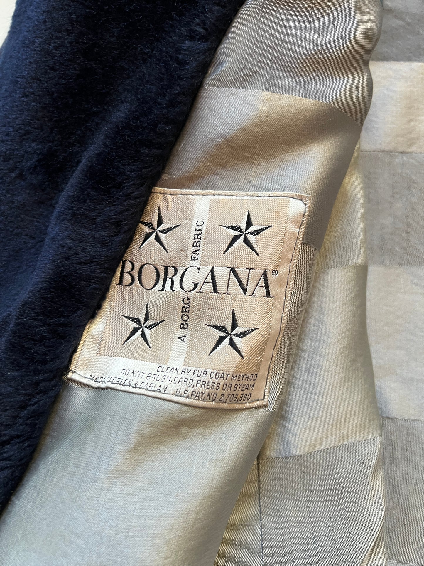 Vintage Borgana Navy Blue Faux Fur Coat | L/XL