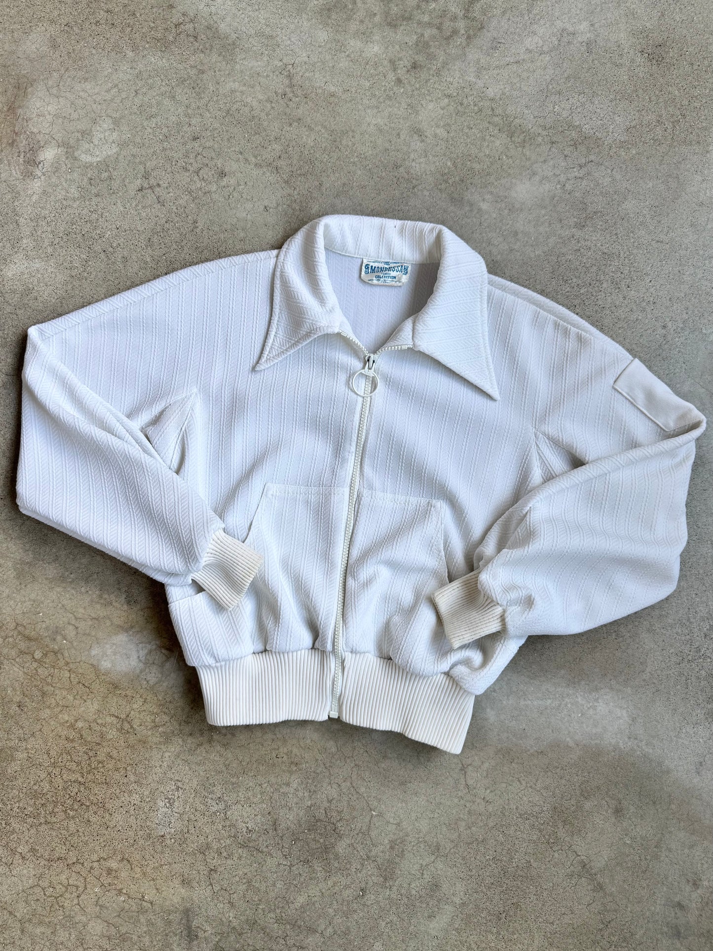Vintage 1970s Mondessa White Zip-Up Tennis Jacket | XS