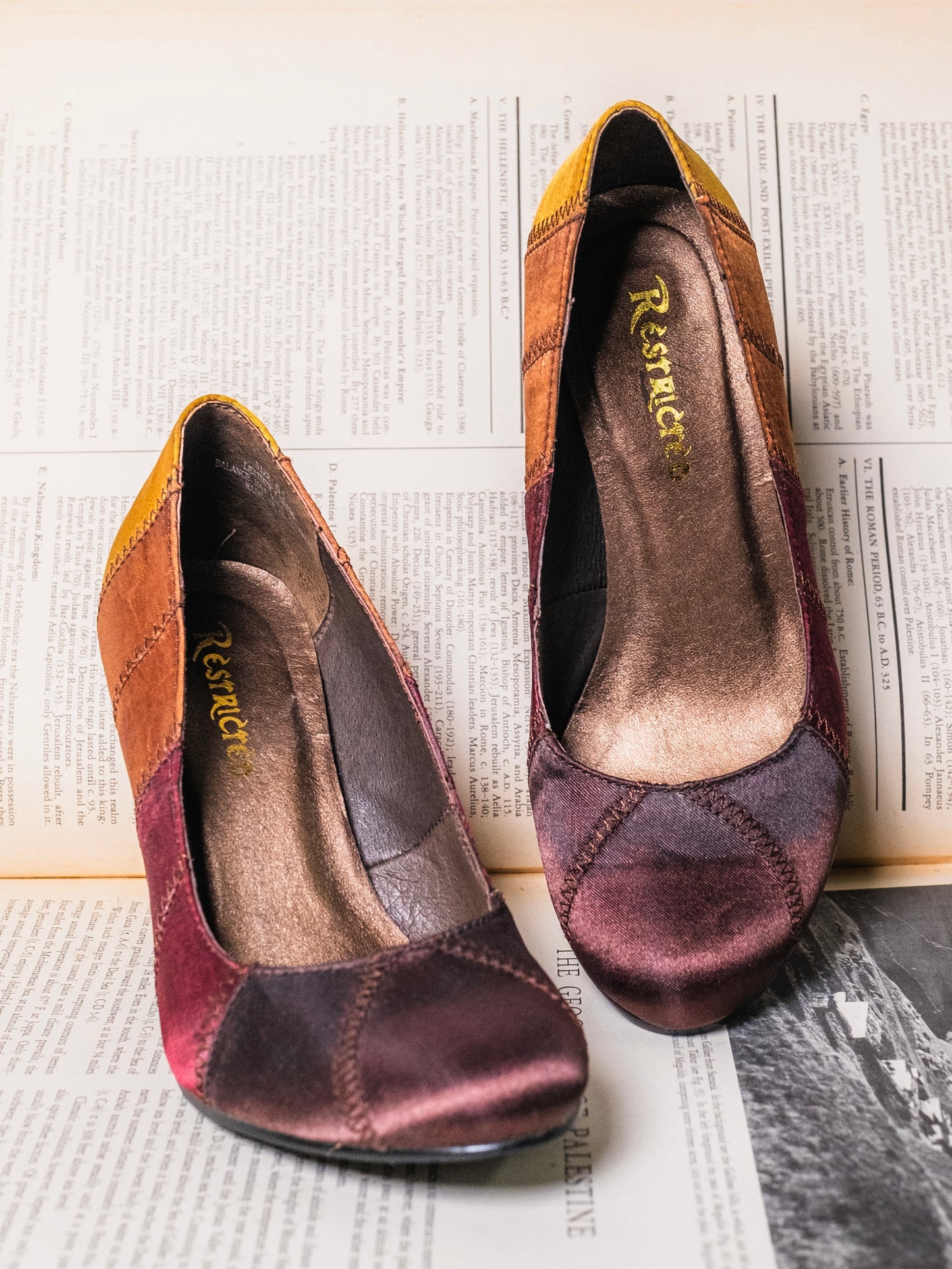 Vintage 1990s Satin Patchwork Pumps | Women’s 6.5