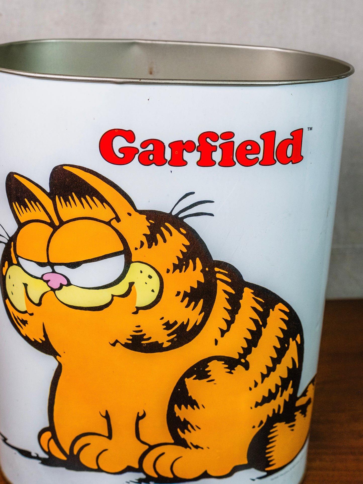 Vintage 1970s Garfield Metal Waste Basket