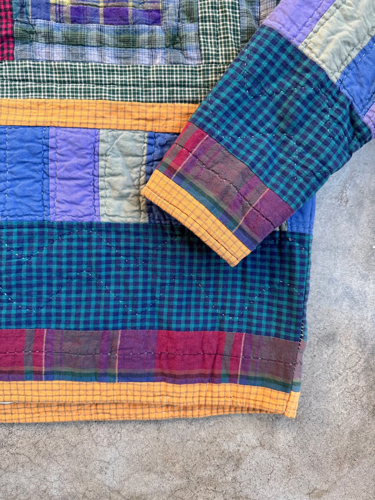 Handmade Quilted Patchwork Hoodie Sweatshirt | XL