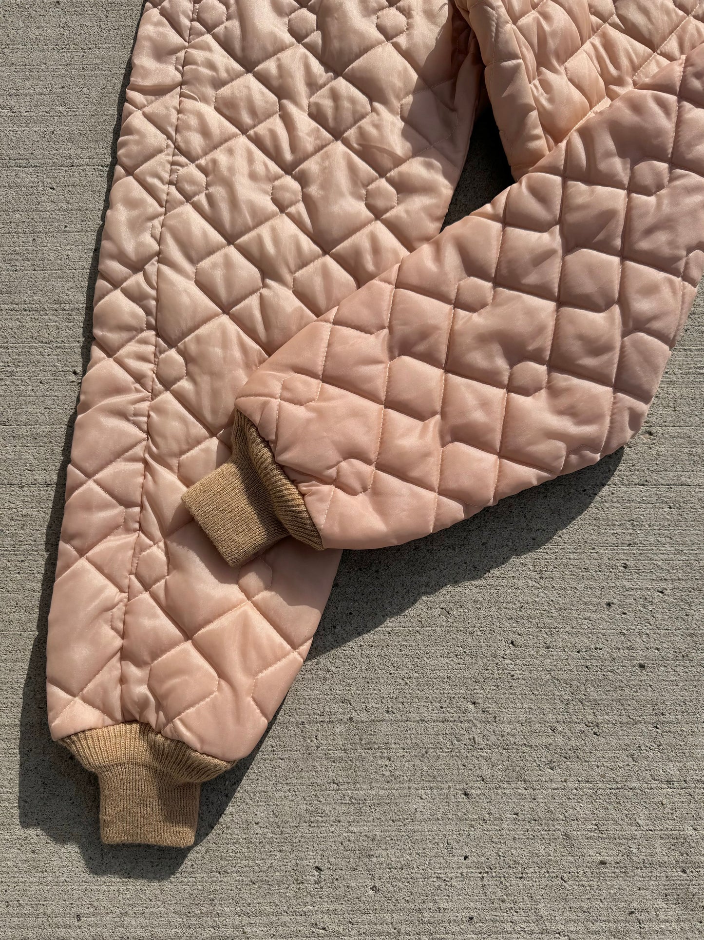 Vintage 1970s Muted Pink Quilted Ski Pants | M/L