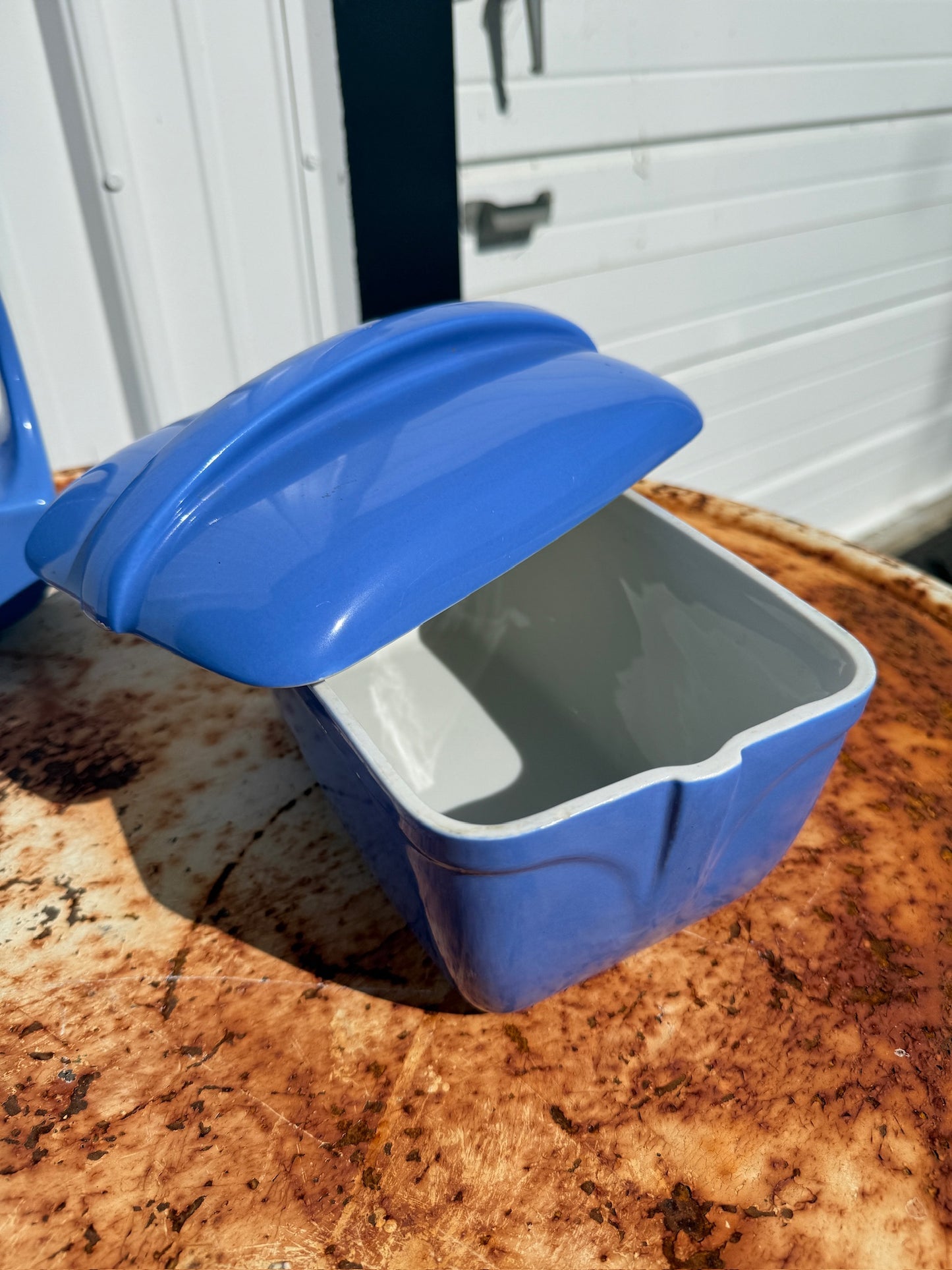 Vintage 1930s Hall China Co. Westinghouse Blue Refrigerator Dish Set