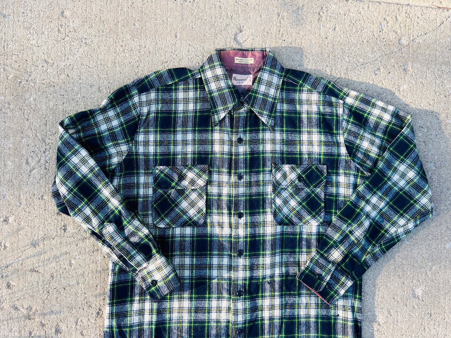 Vintage 1980s Recess Wool Flannel Button Down Shirt | Large