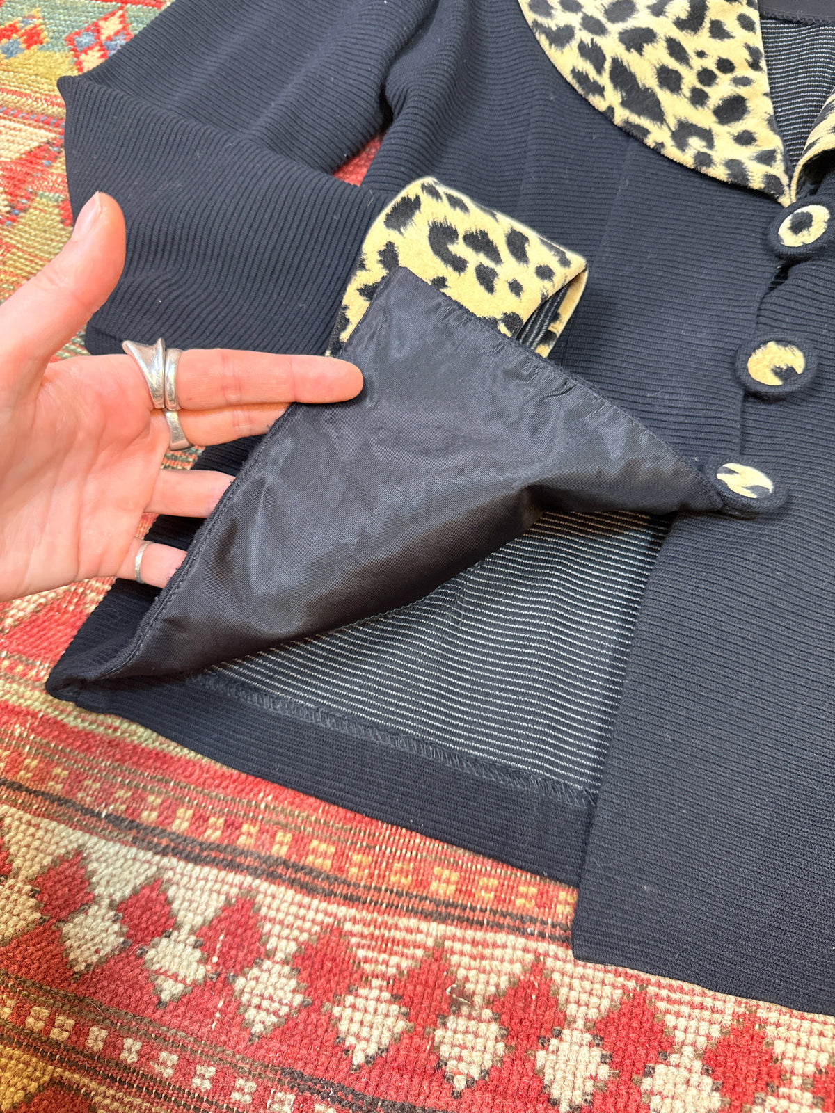 Vintage 1990's D.J Summers Black & Cheetah Print Blazer