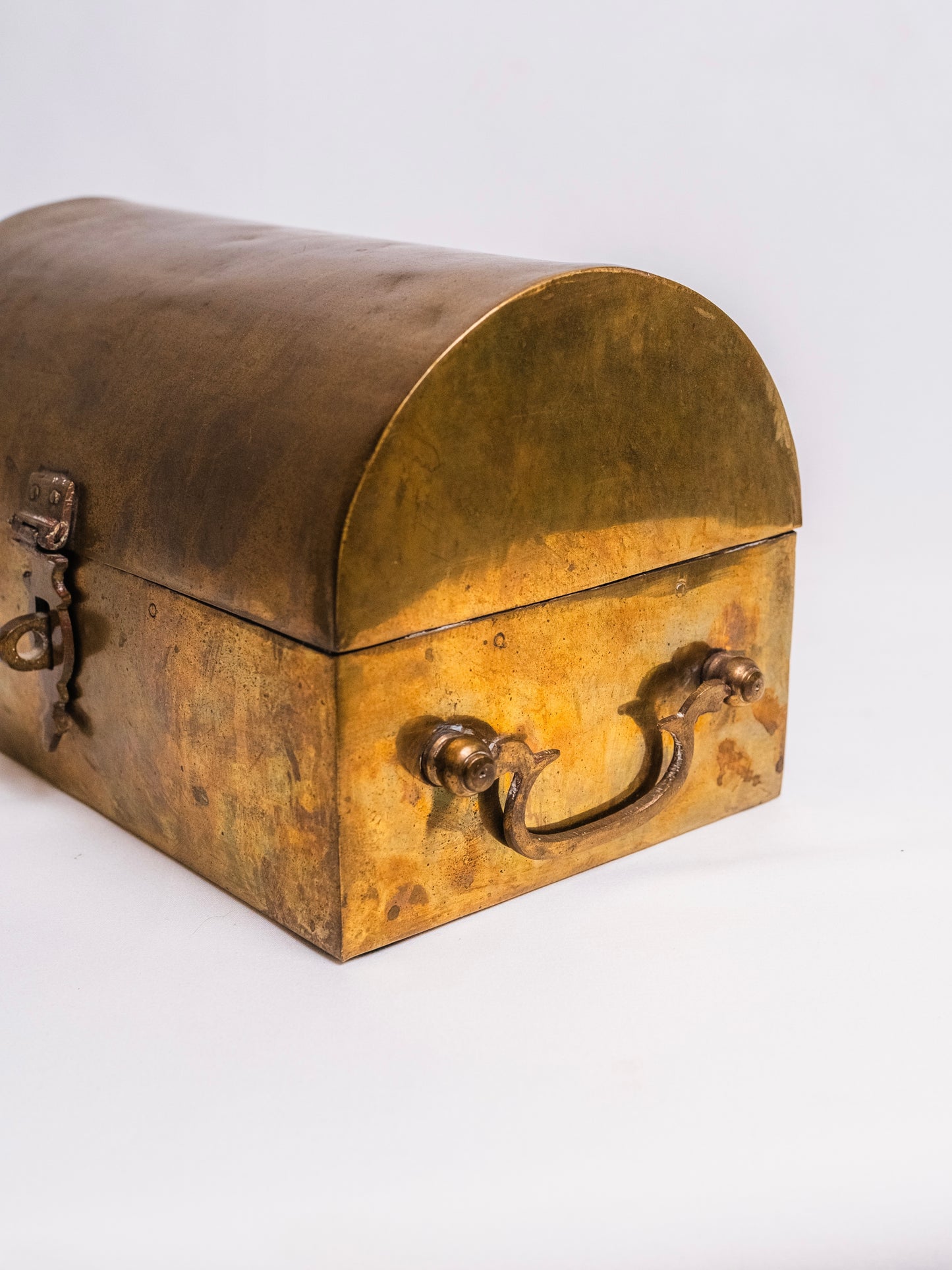 Vintage 1950s Solid Brass Hinged Casket Box