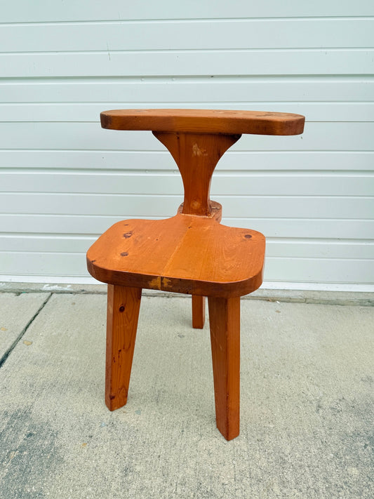 Vintage Wooden Three Legged Smokers Chair