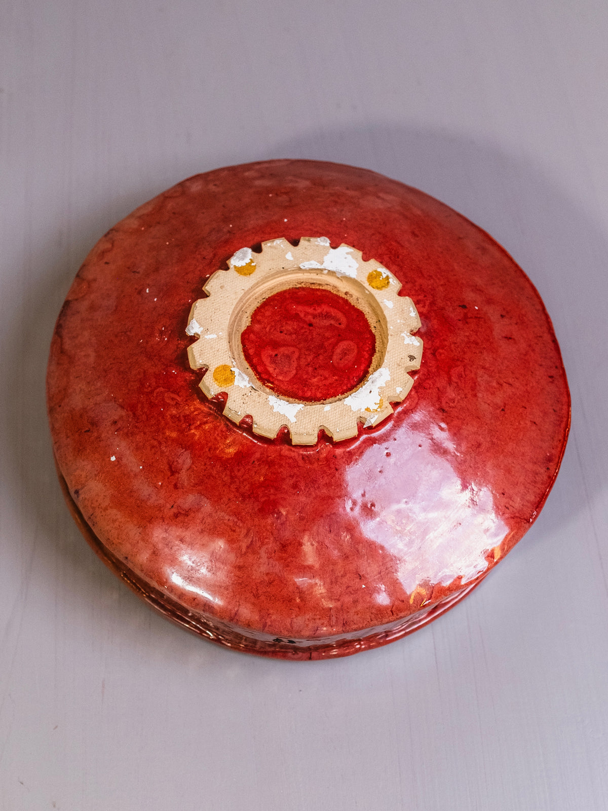 Vintage Studio Pottery Red Glazed Centerpiece Bowl