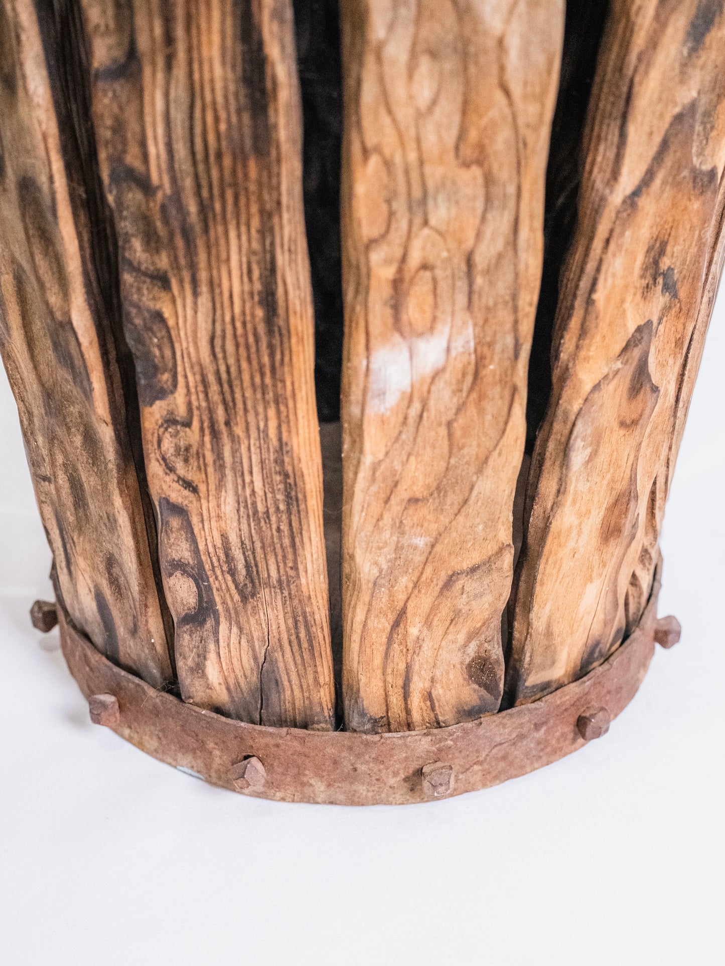 Vintage Arts & Crafts Style Wood Slat Umbrella Stand
