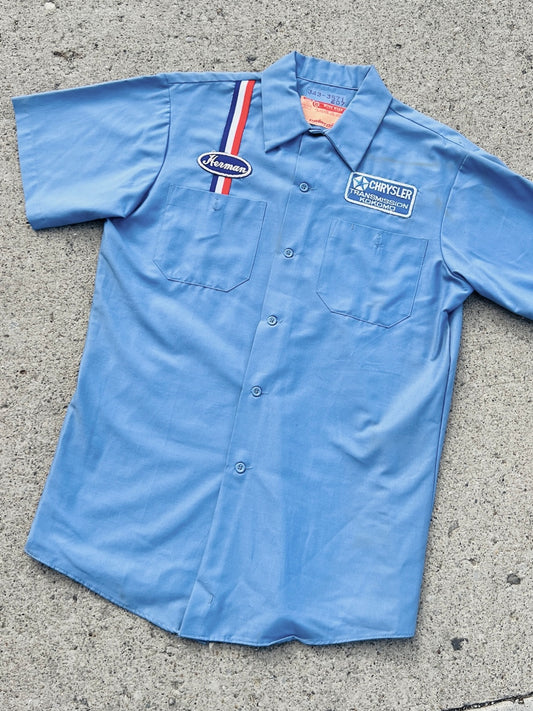 Vintage Herman Chrysler Patch Short Sleeve Work Shirt | Medium