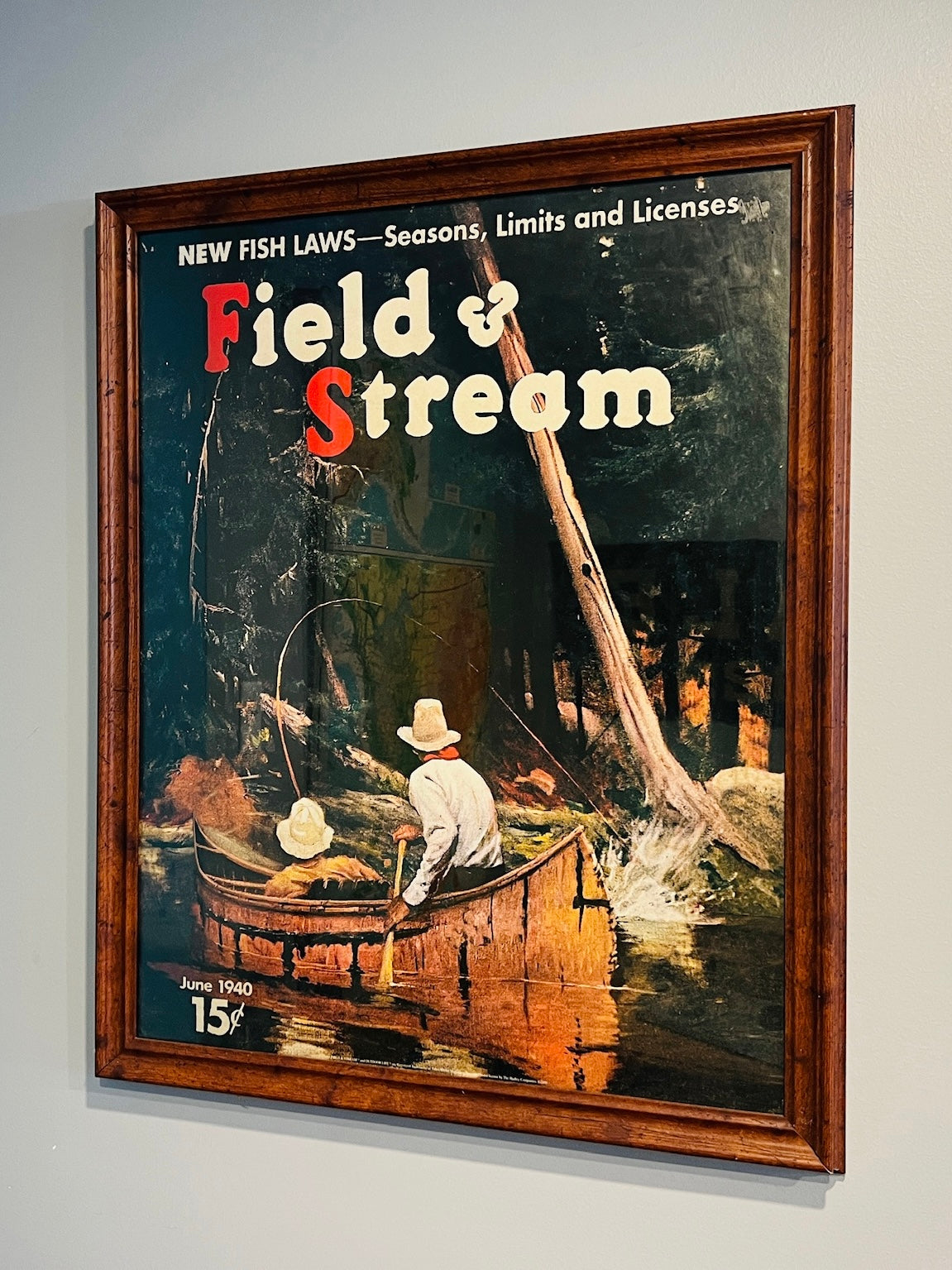 Vintage 1940s Framed Field & Stream Reproduction Poster