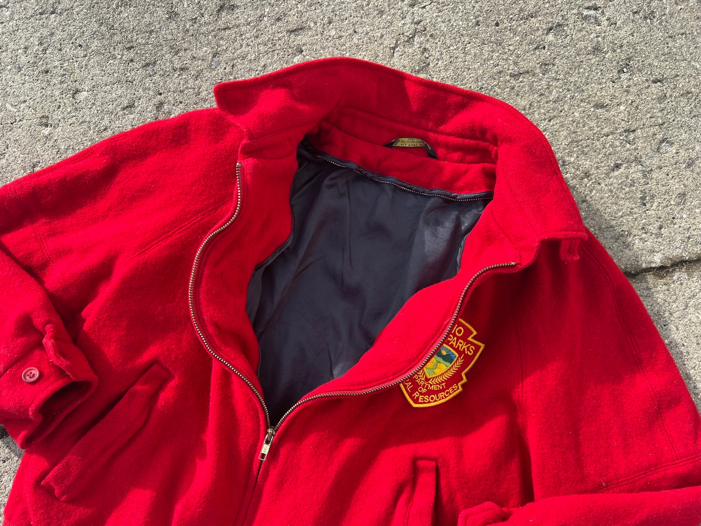 Vintage 1960s Ohio State Parks Red Wool Zip-Up Jacket | M/L