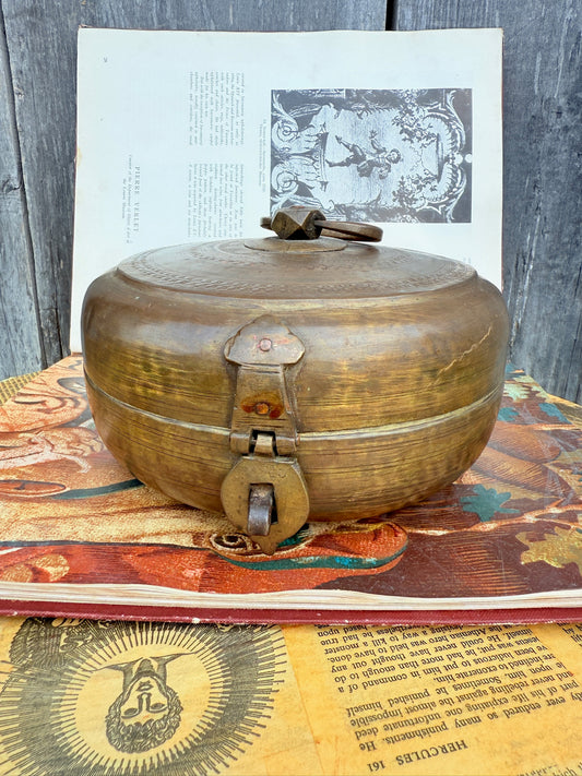 Antique Style Solid Brass Indian Chapati Round Box
