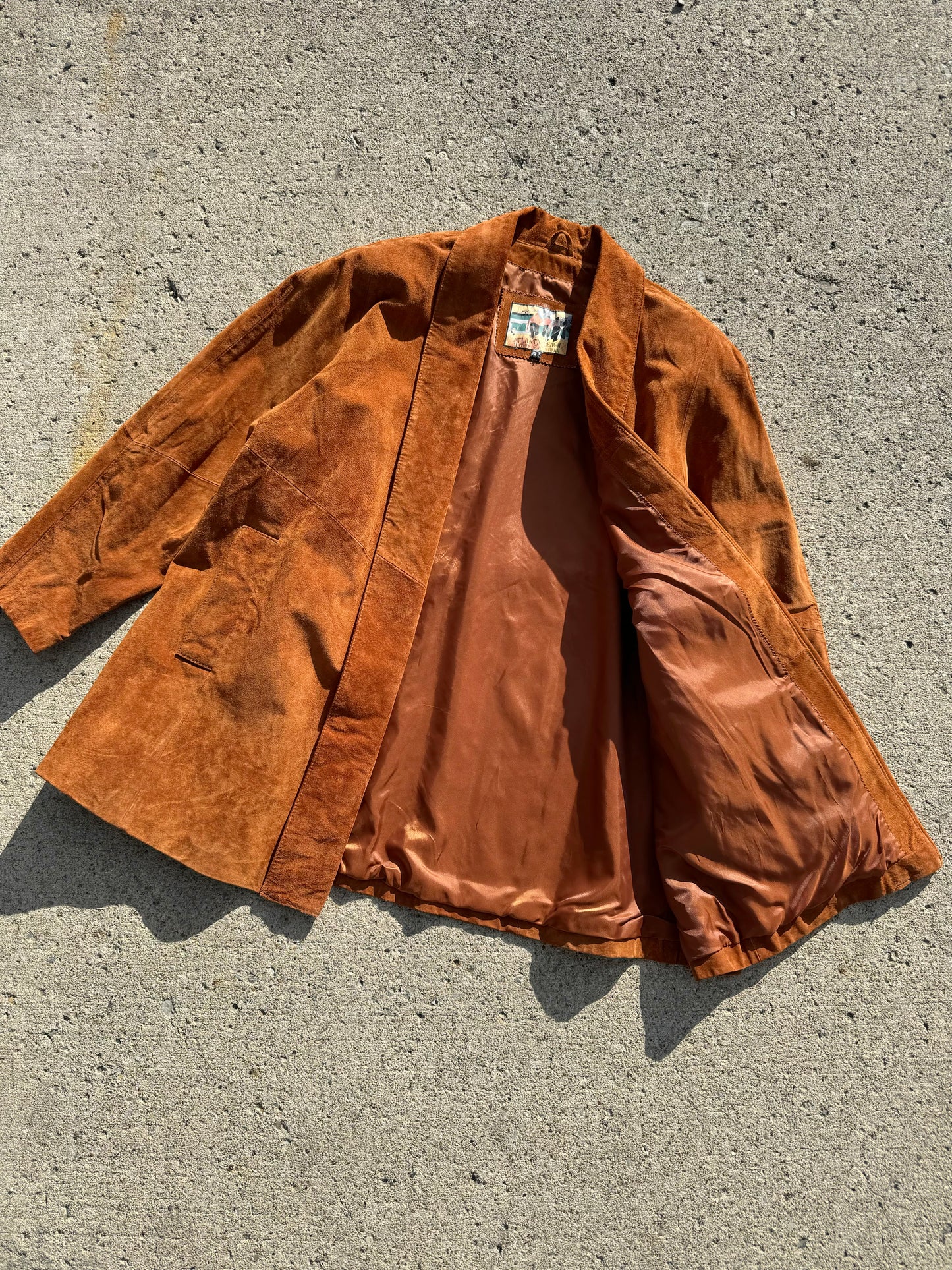 Vintage 1980s Atlantic Beach Leather Burnt Orange Suede Jacket | XXL