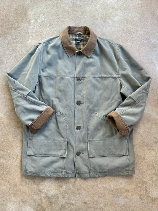 Vintage 1990s J.Crew Flannel Lined Canvas Barn Coat | XL