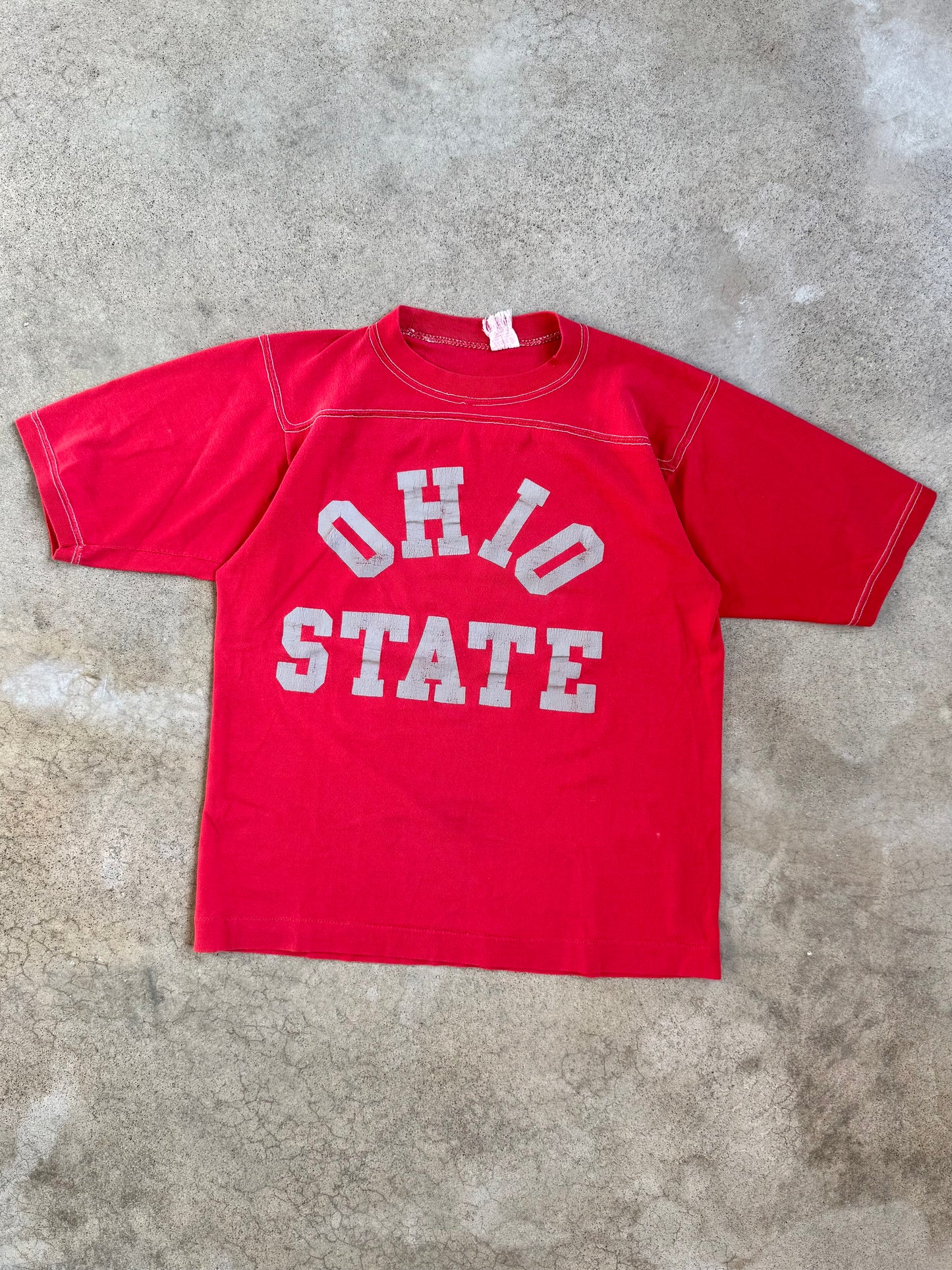 Vintage 1970s H. Wolf & Sons Red Ohio State Athletic Tee | S/M