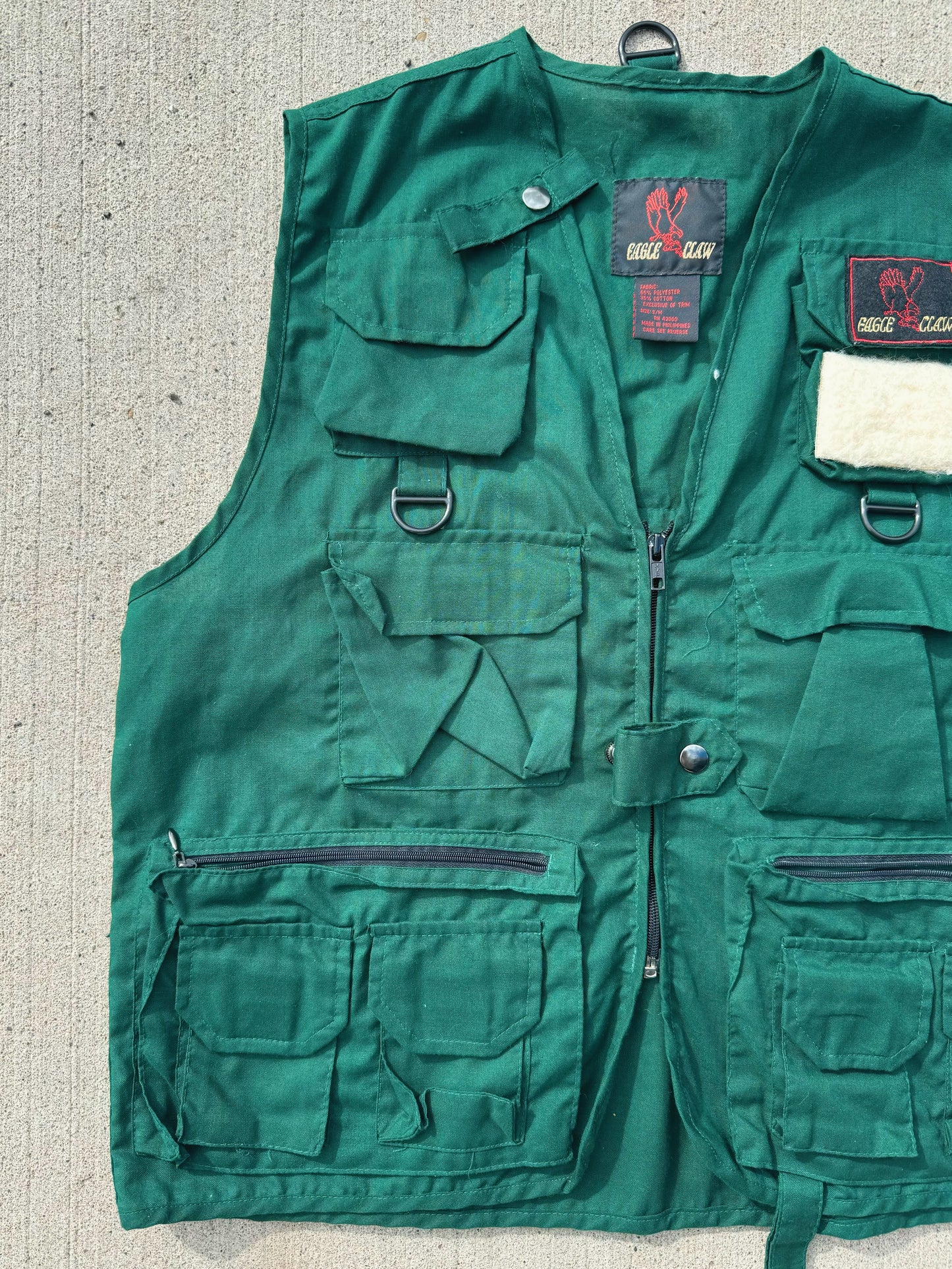 Vintage Eagle Claw Green Fishing Utility Vest | S/M