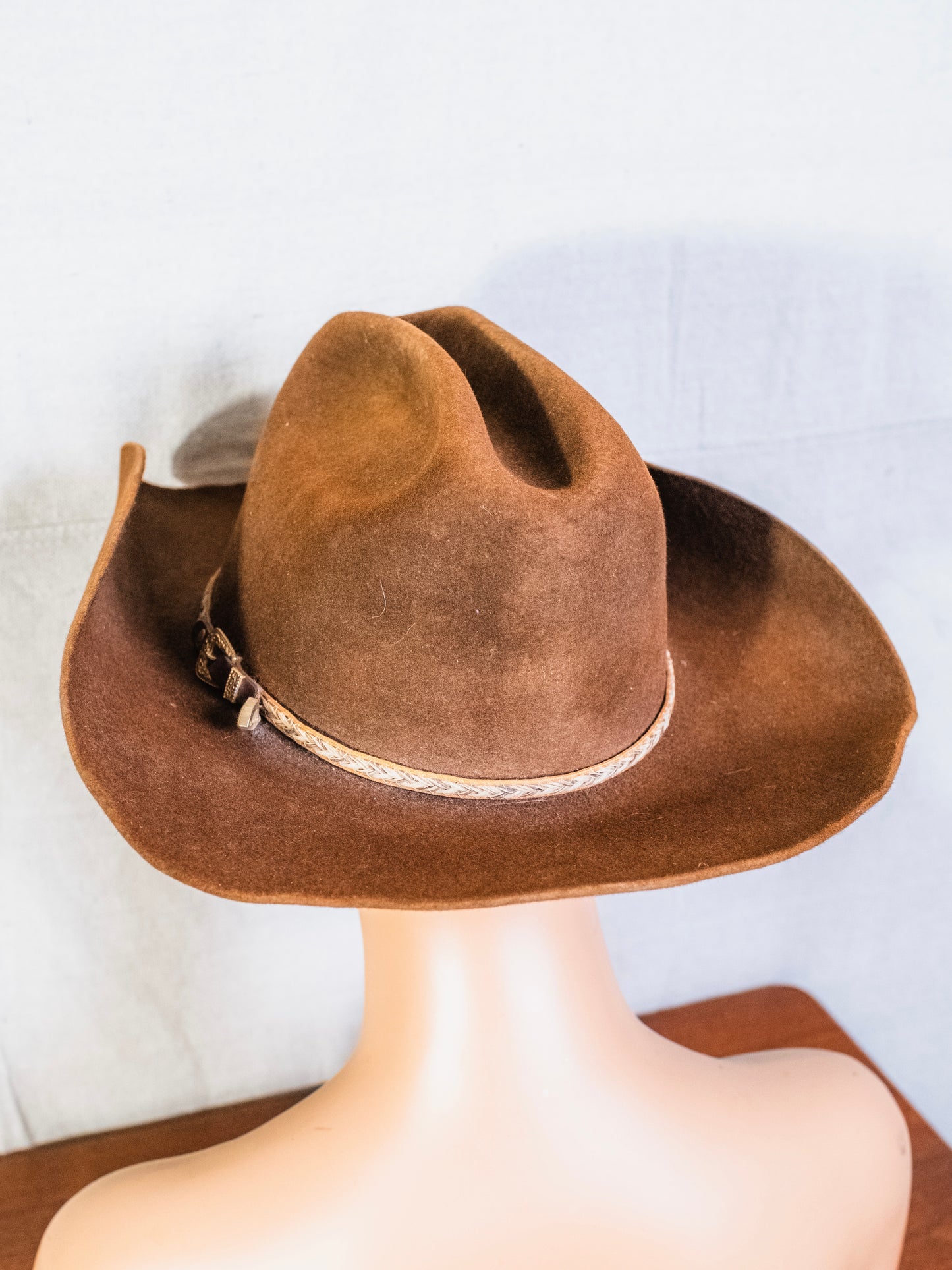 Vintage 1980s Wrangler Brown Beaver Felt Western Cowboy Hat | 7.5
