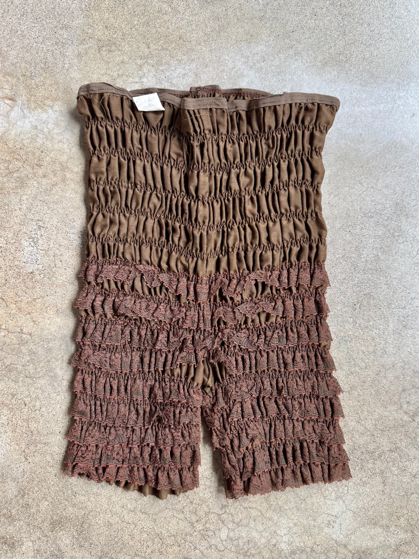 Vintage 1970s Malco Modes Brown Lace Bloomers | Medium