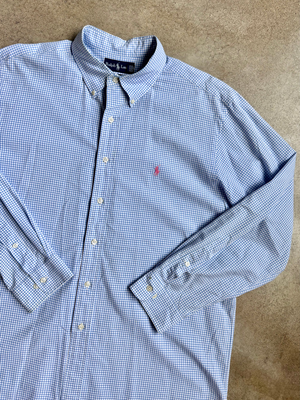 Ralph Lauren Classic Fit Blue Check Plaid Button-Down Shirt | XL