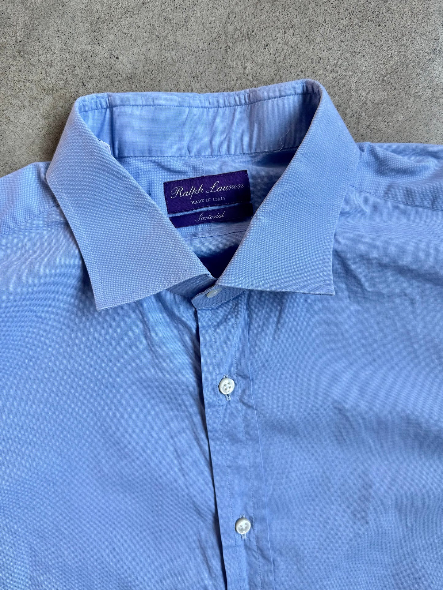 Ralph Lauren Purple Label Italian-Made Sartorial Blue Cotton French Cuff Dress Shirt | XXL