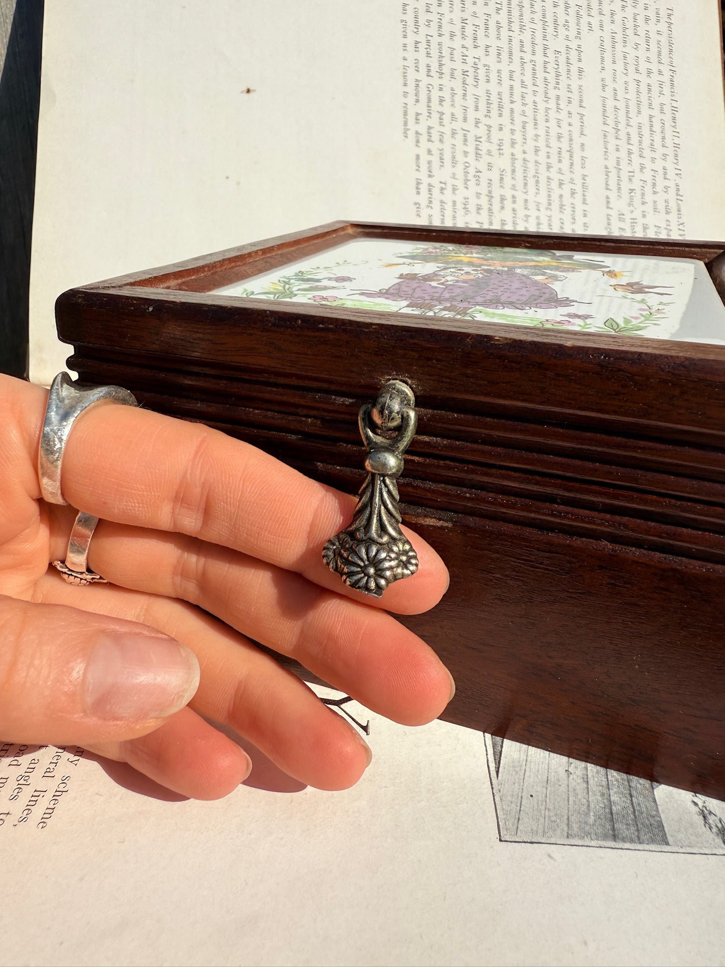 Vintage 1970s Holly Hobbie "Bonnie" Tile Top Wooden Jewelry Box