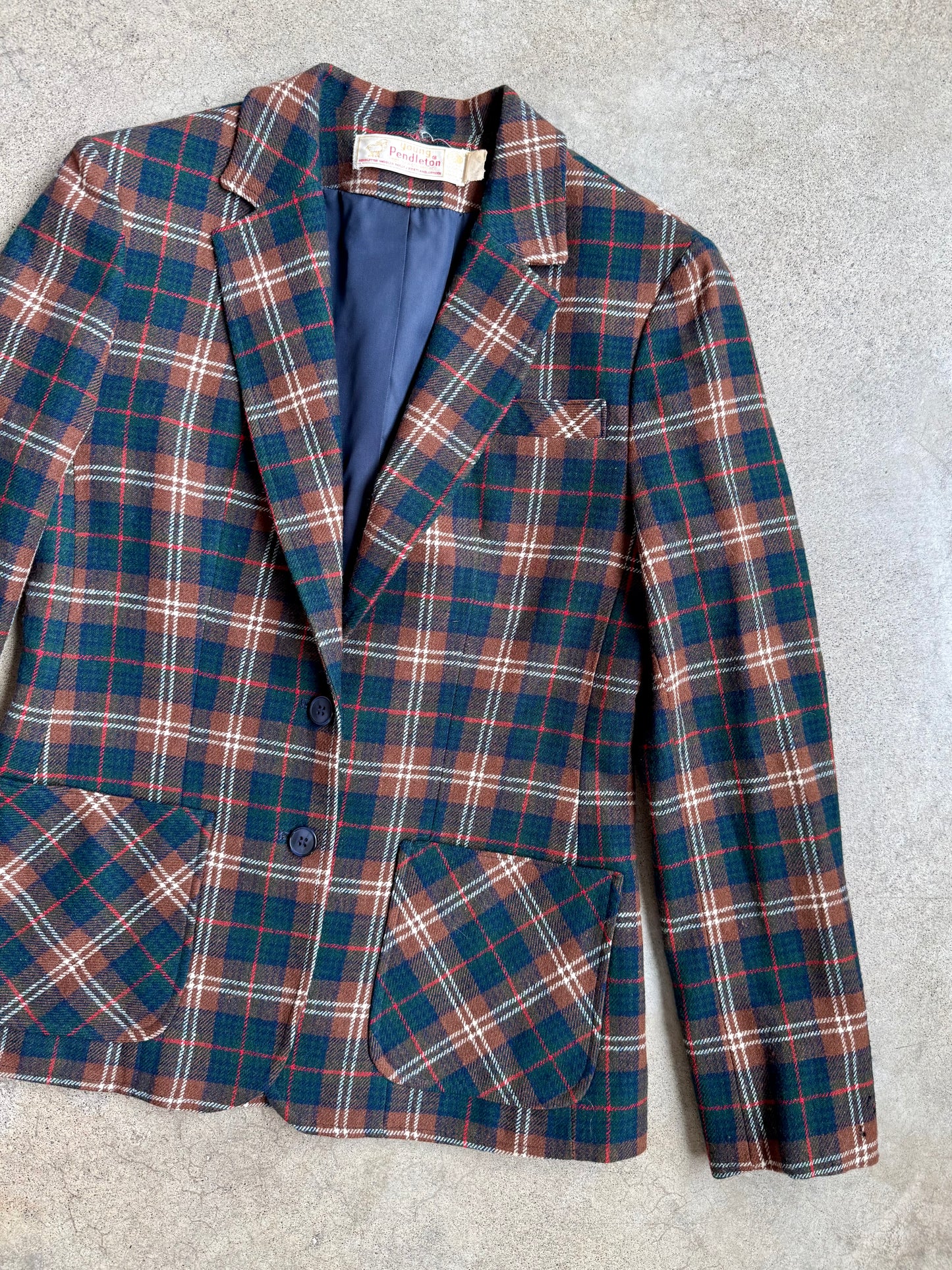 Vintage 1970s Young Pendleton Plaid Wool Blazer | XS