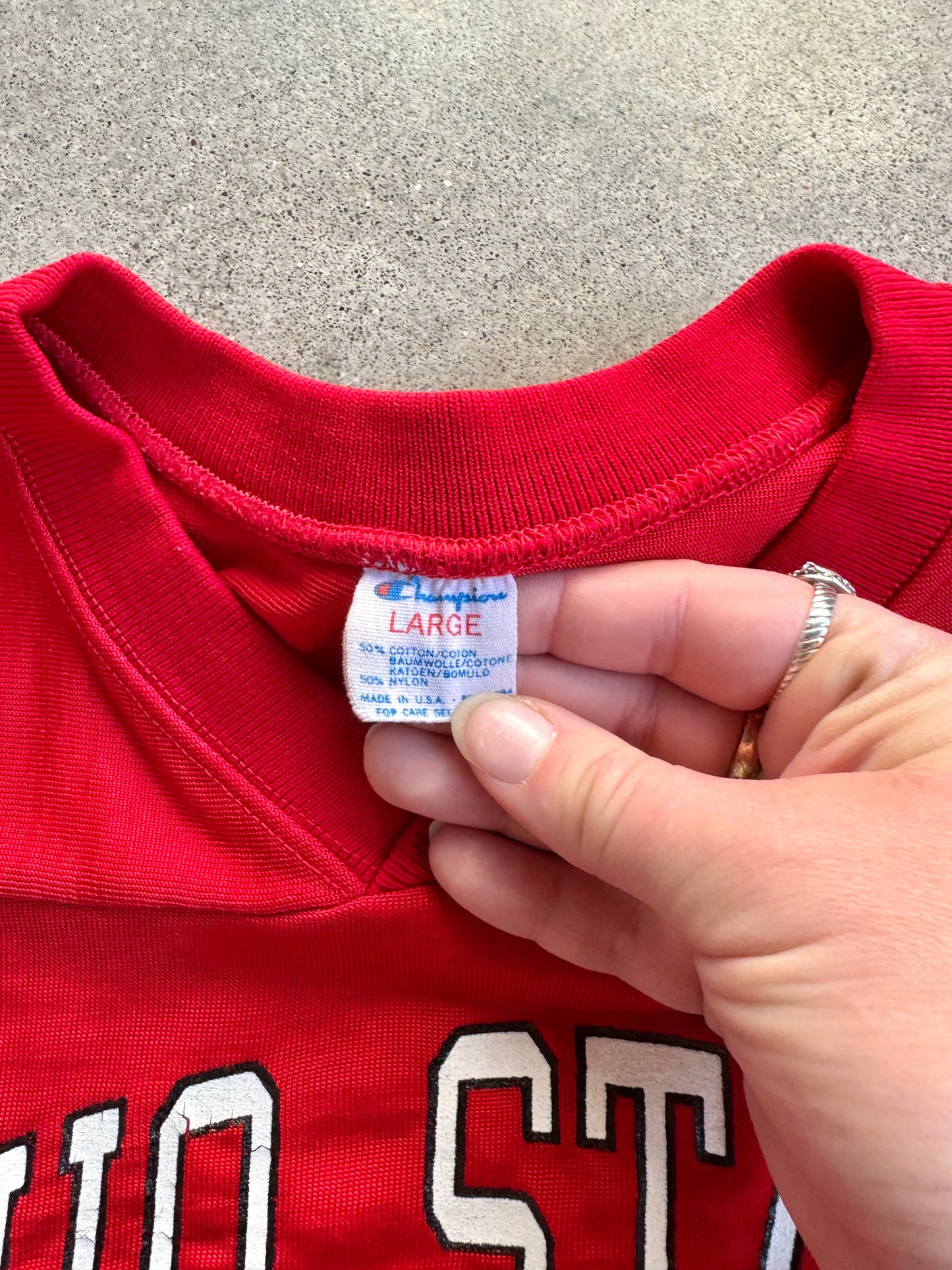 Vintage 1980s Champion Red Ohio State Football Jersey | Large
