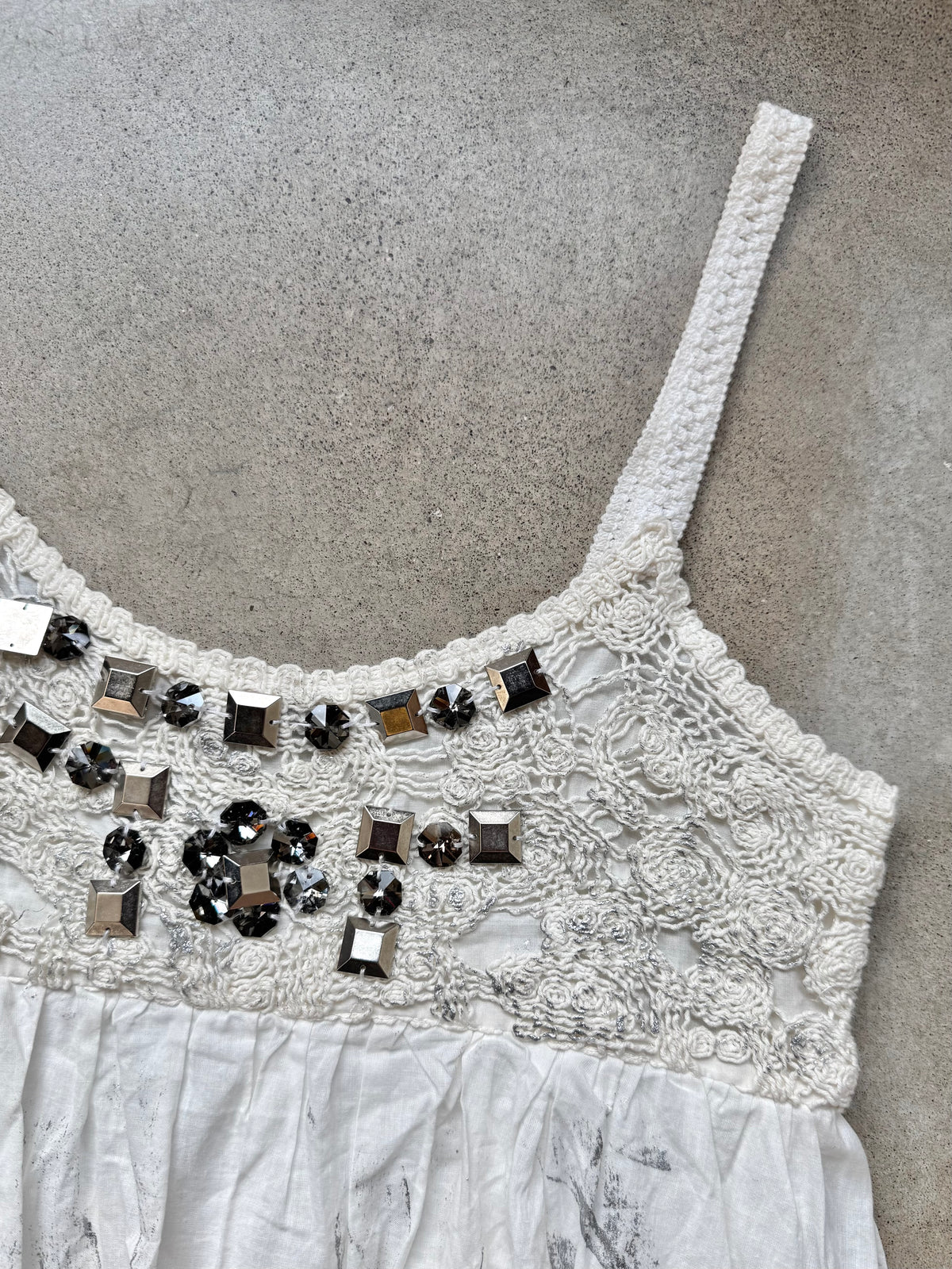 Vintage Y2K Miss Me Embellished Mini Bubble Dress | Large