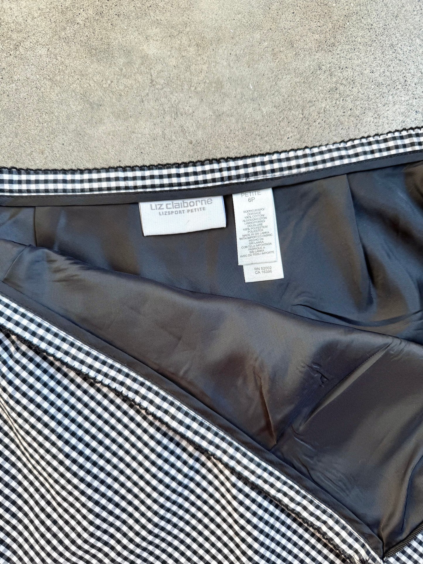 Vintage Liz Claiborne Black & White Plaid A-Line Skirt | Small