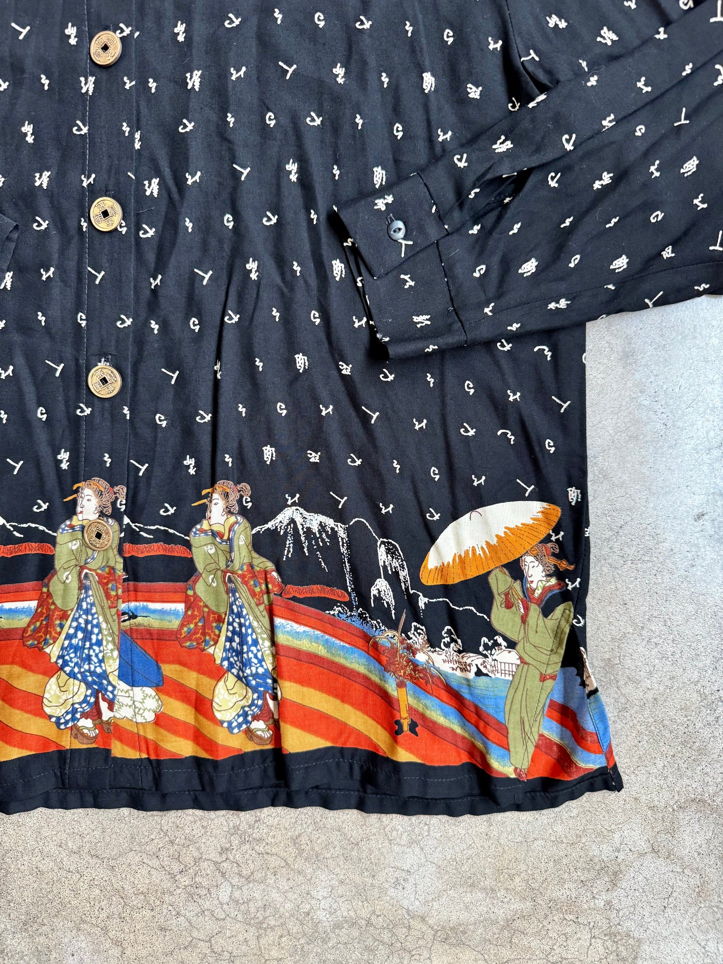 Vintage Anthony Mark Hankins Asian Printed Blouse | 1X