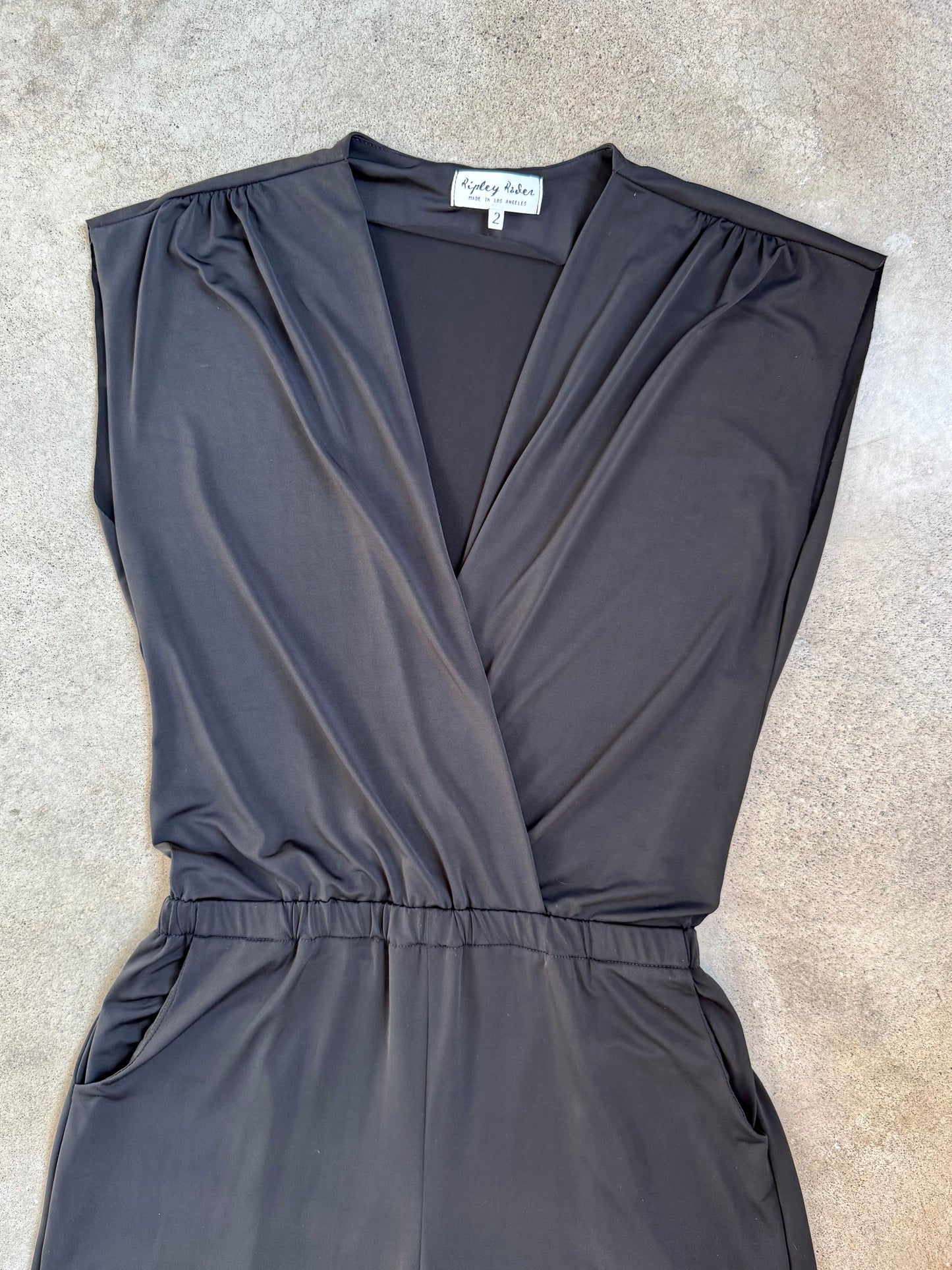Ripley Rader L.A. Black Slinky V-Neck Sleeveless Jumpsuit | Small