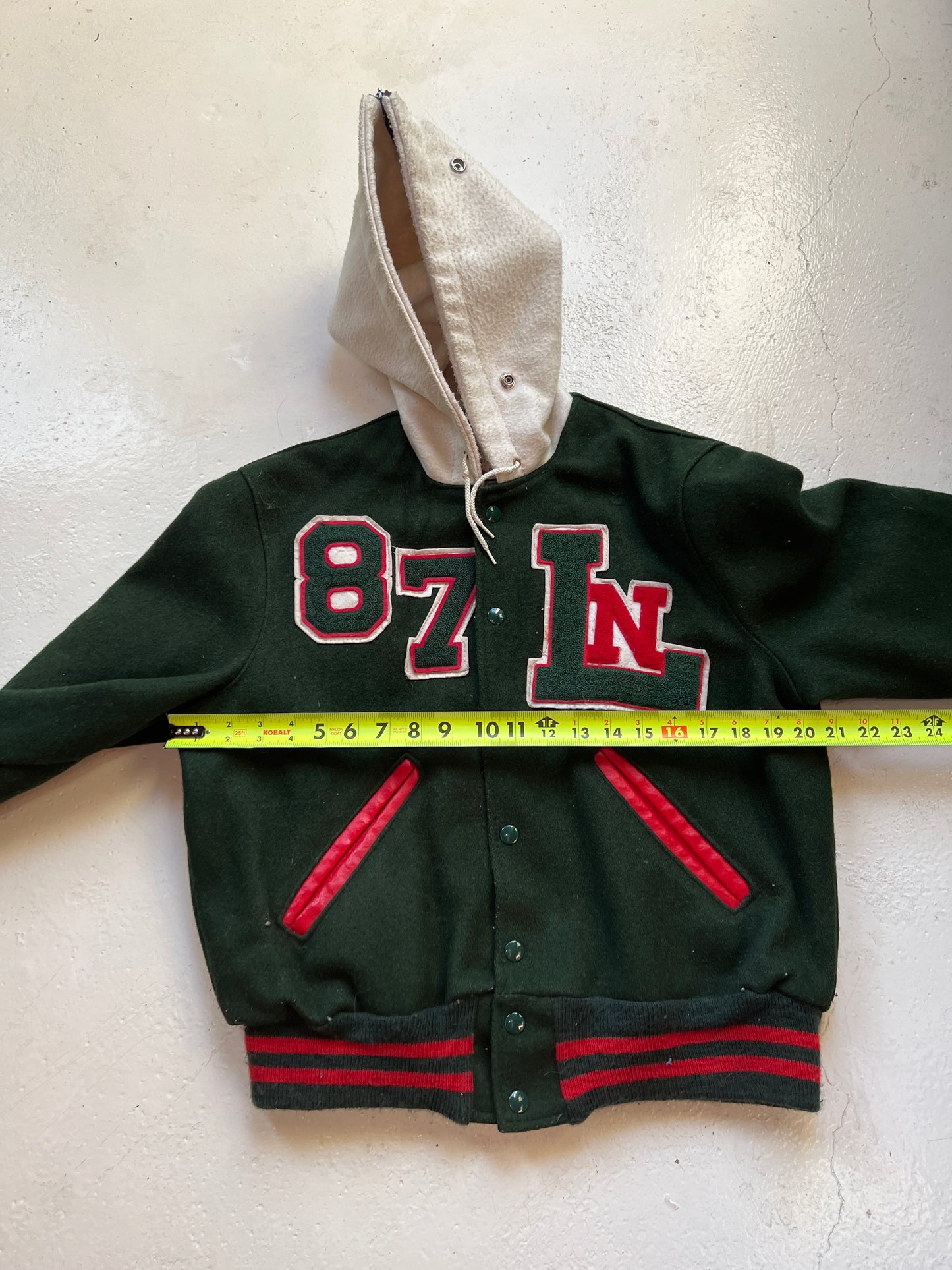 Vintage 1980s Green Wool Varsity Letterman Jacket | S/M