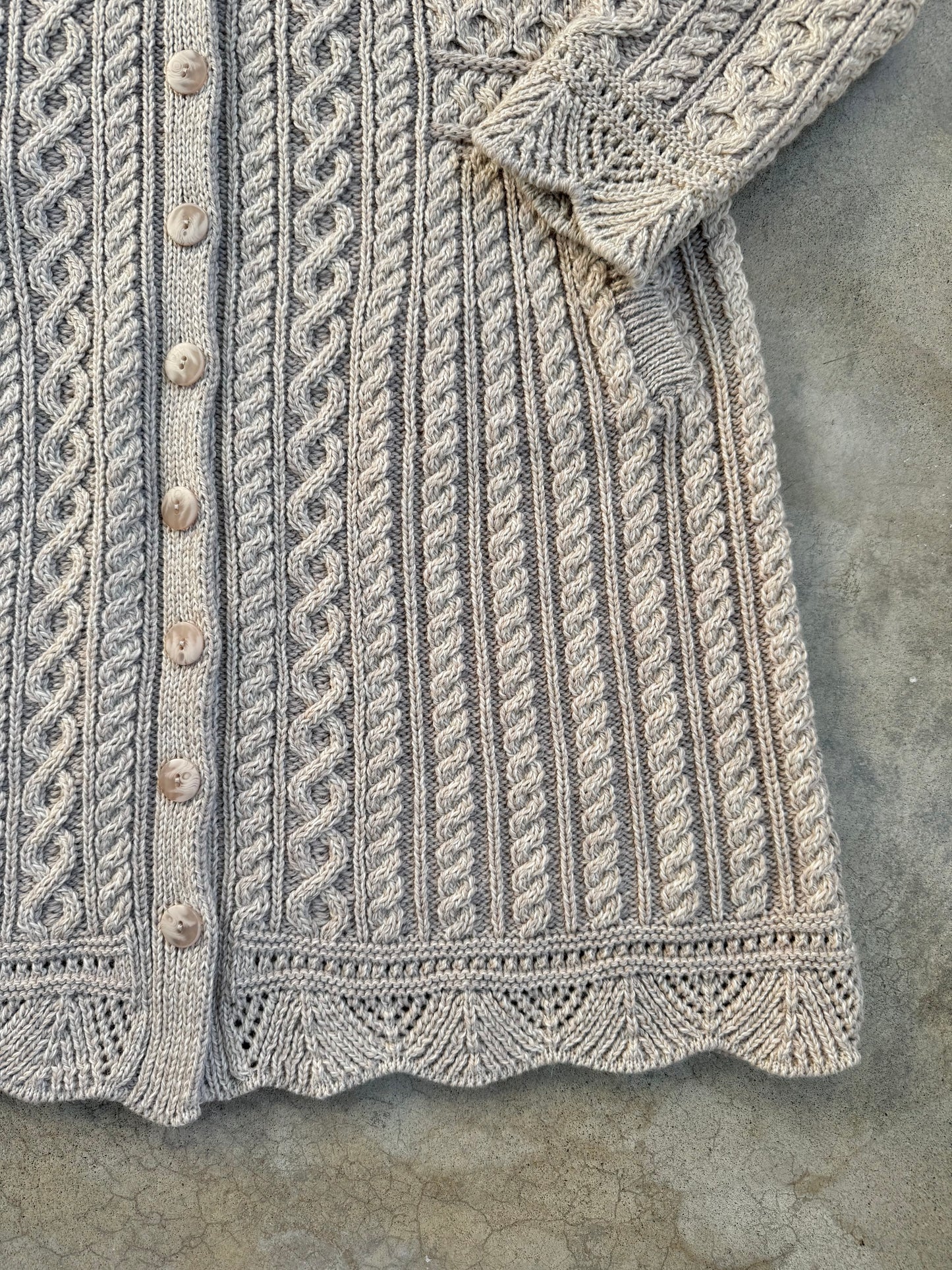 Vintage 1990s Aran Crafts Merino Wool Cable-Knit Longline Cardigan | XL