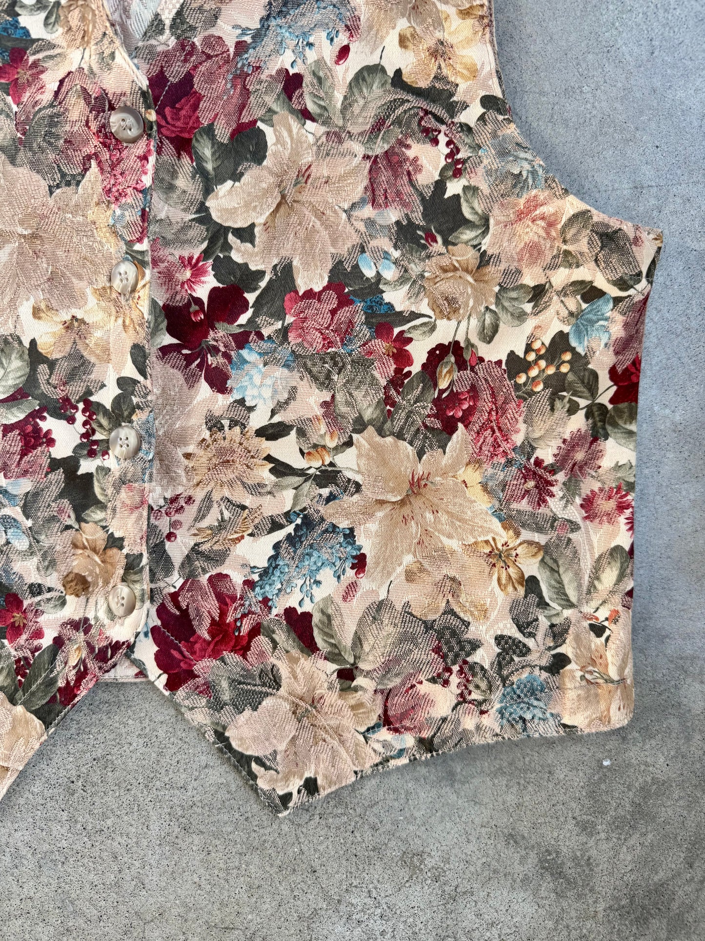 Vintage 1990s Orvis Floral Pattern Tapestry Vest | Medium