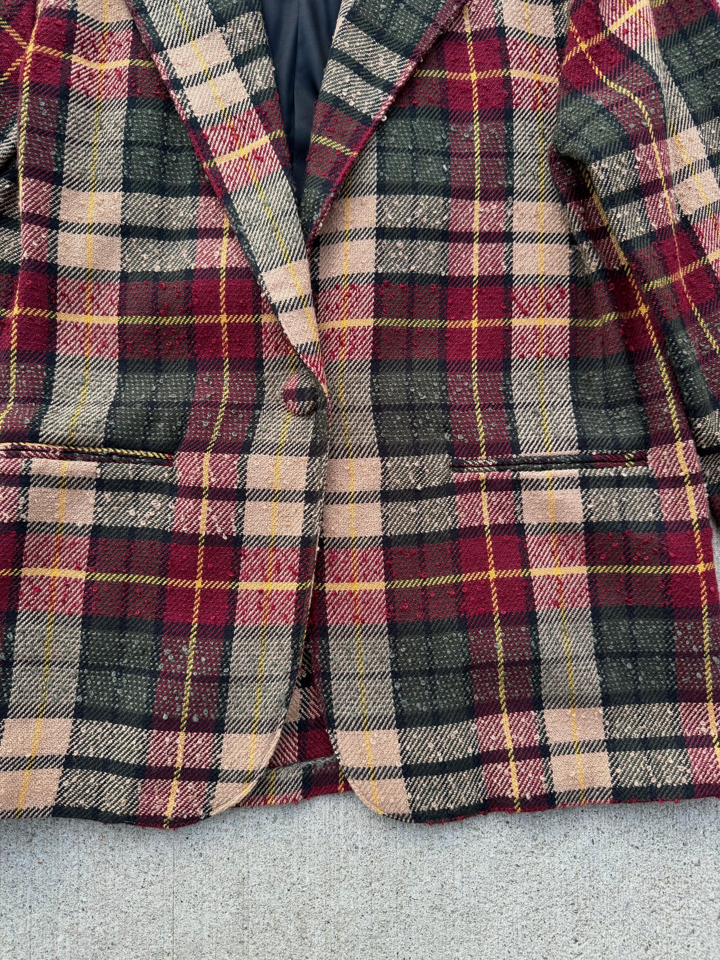 Vintage Bedford Fair Dark Plaid Tweed Blazer | M/L