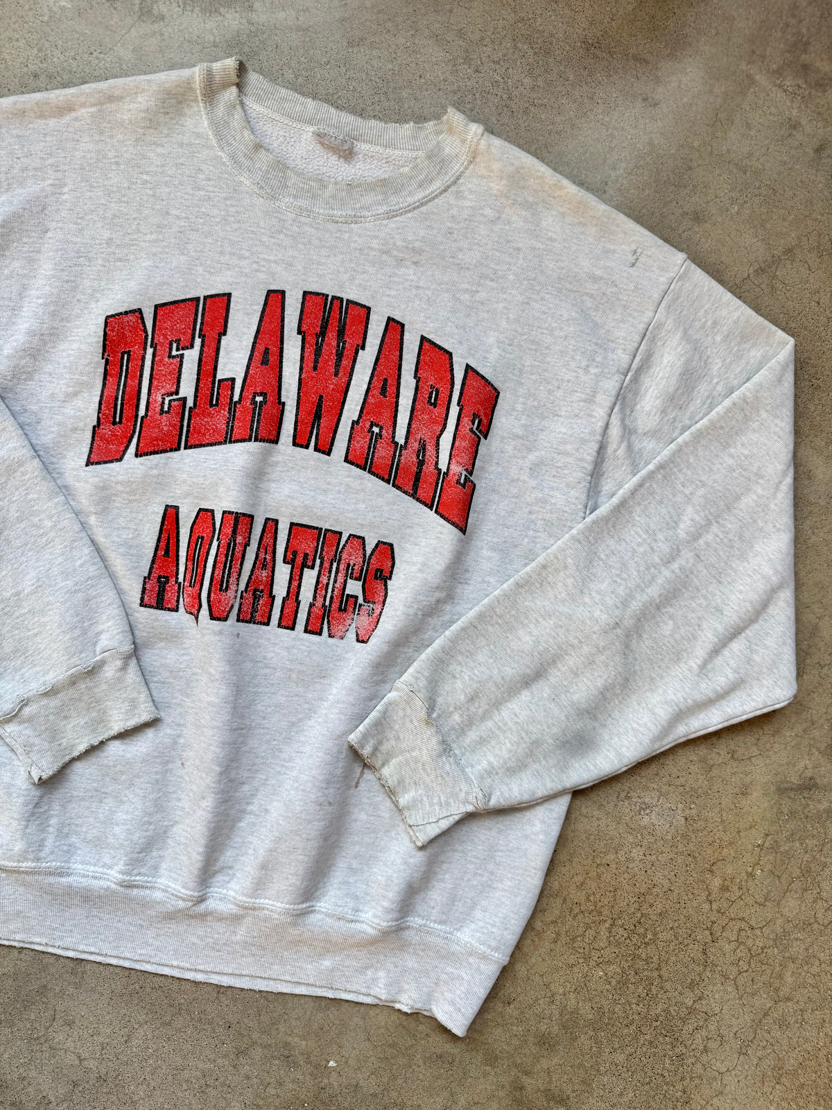 Vintage 1990s Delaware Aquatics Heather Grey Crewneck Sweatshirt | Large