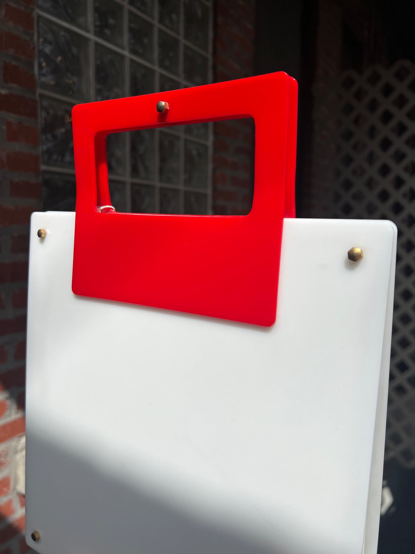 Vintage 1960s Koret Lucite White/Red Handbag