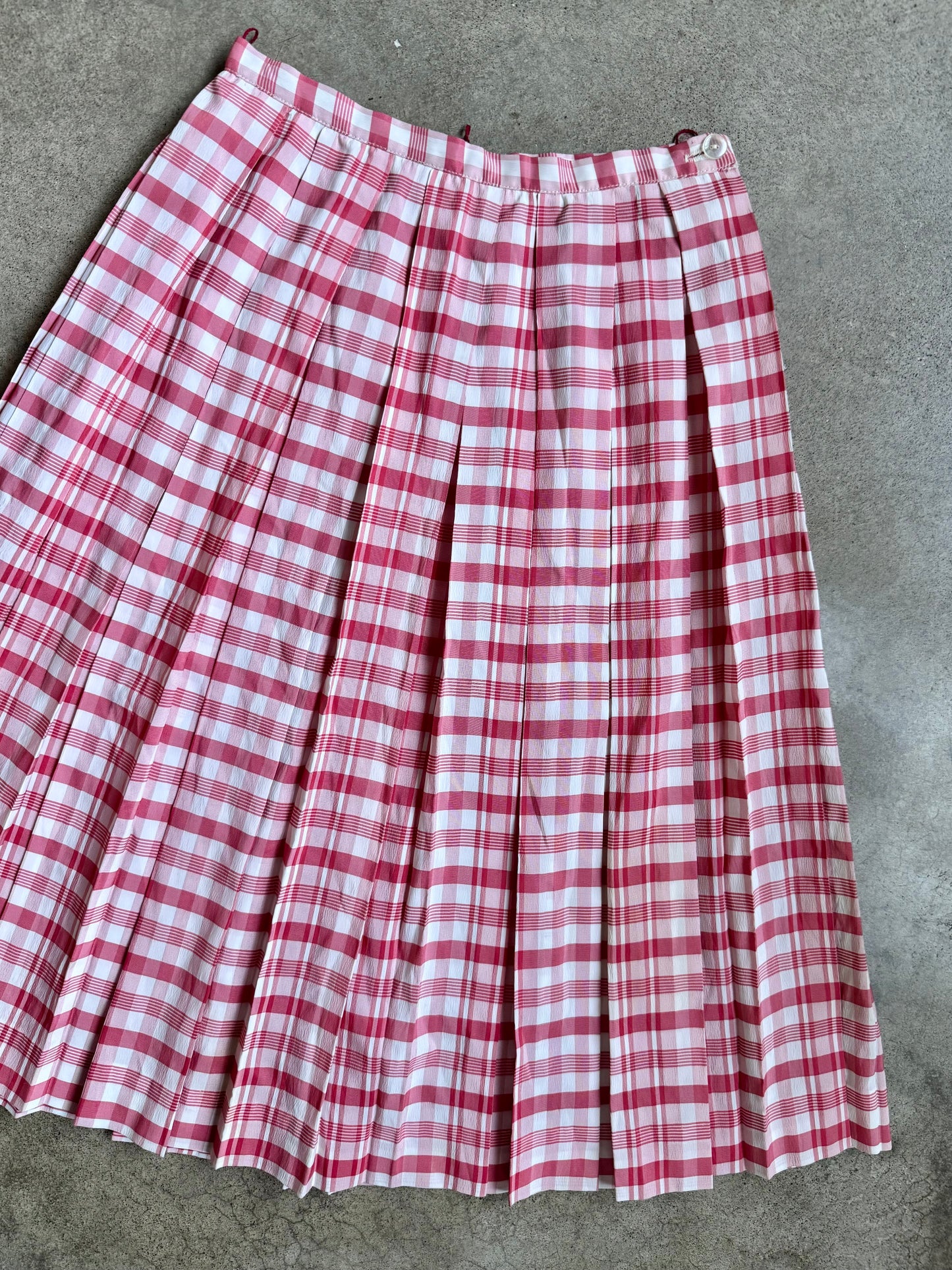 Vintage 1950s Majestic Red & White Plaid Two-Piece Skirt Set | XS
