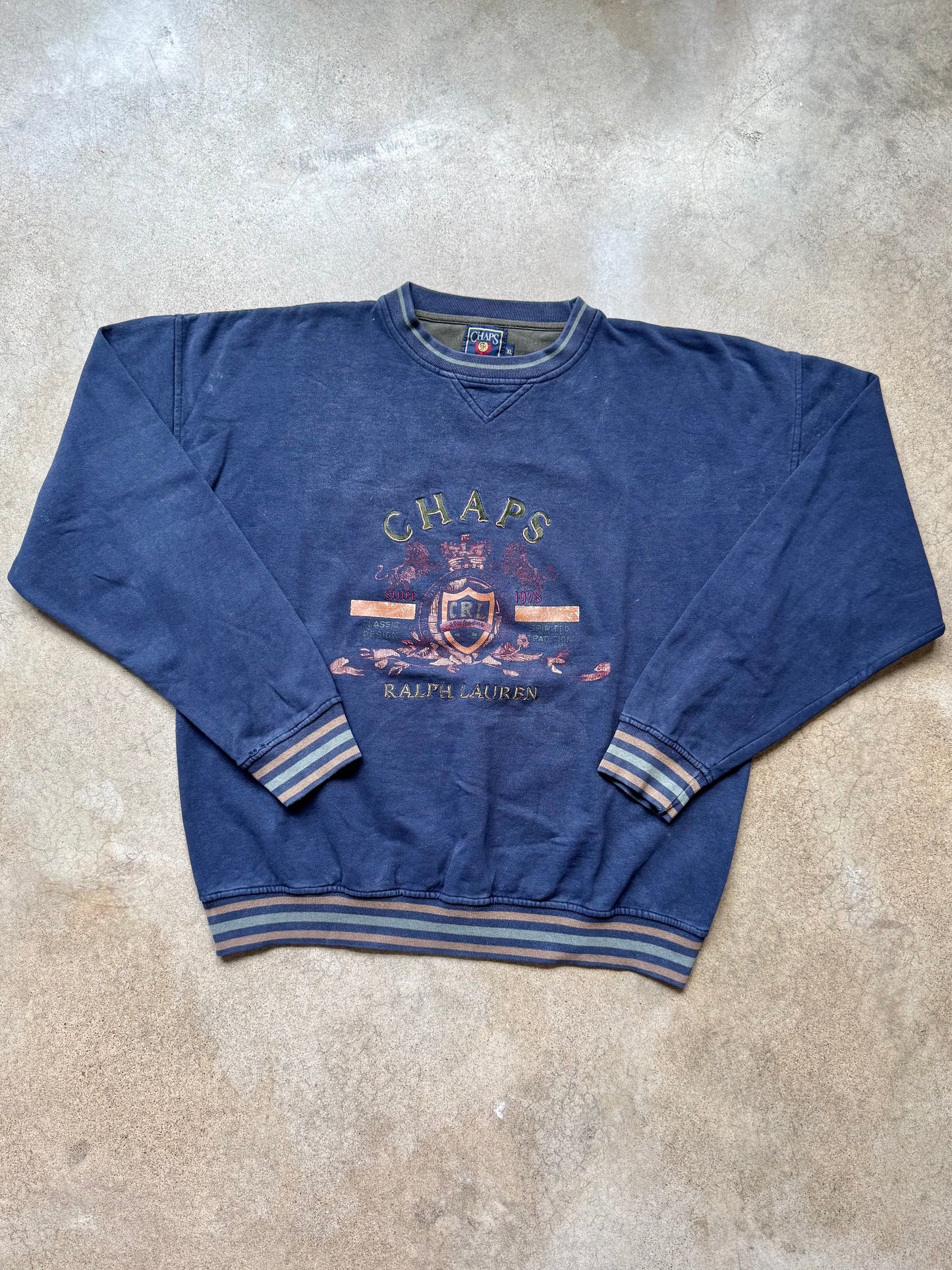 Vintage 1990s Chaps Ralph Lauren Embroidered Crewneck Sweatshirt | XL