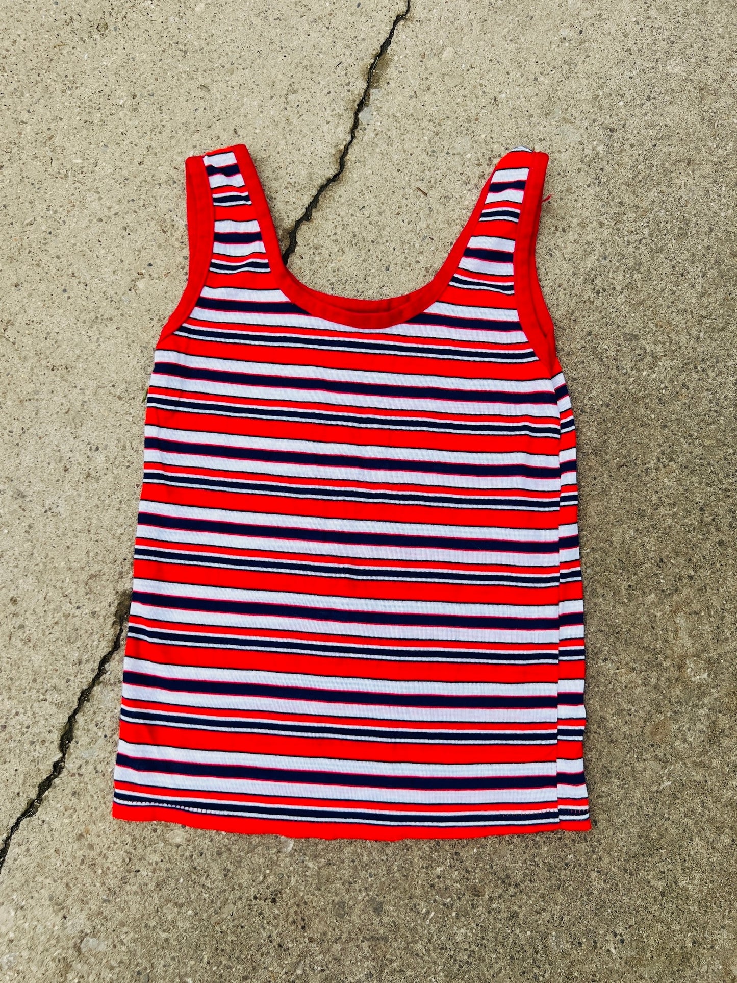 Vintage 1970s Red White & Blue Striped Tank Top | XS/S