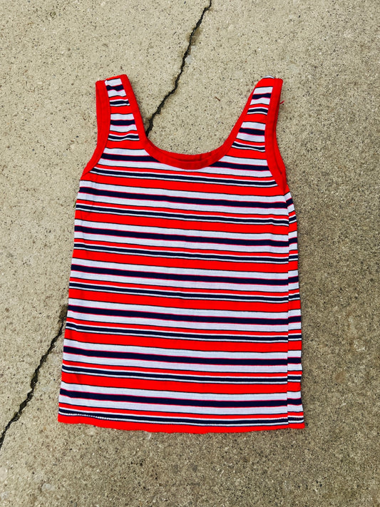 Vintage 1970s Red White & Blue Striped Tank Top | XS/S