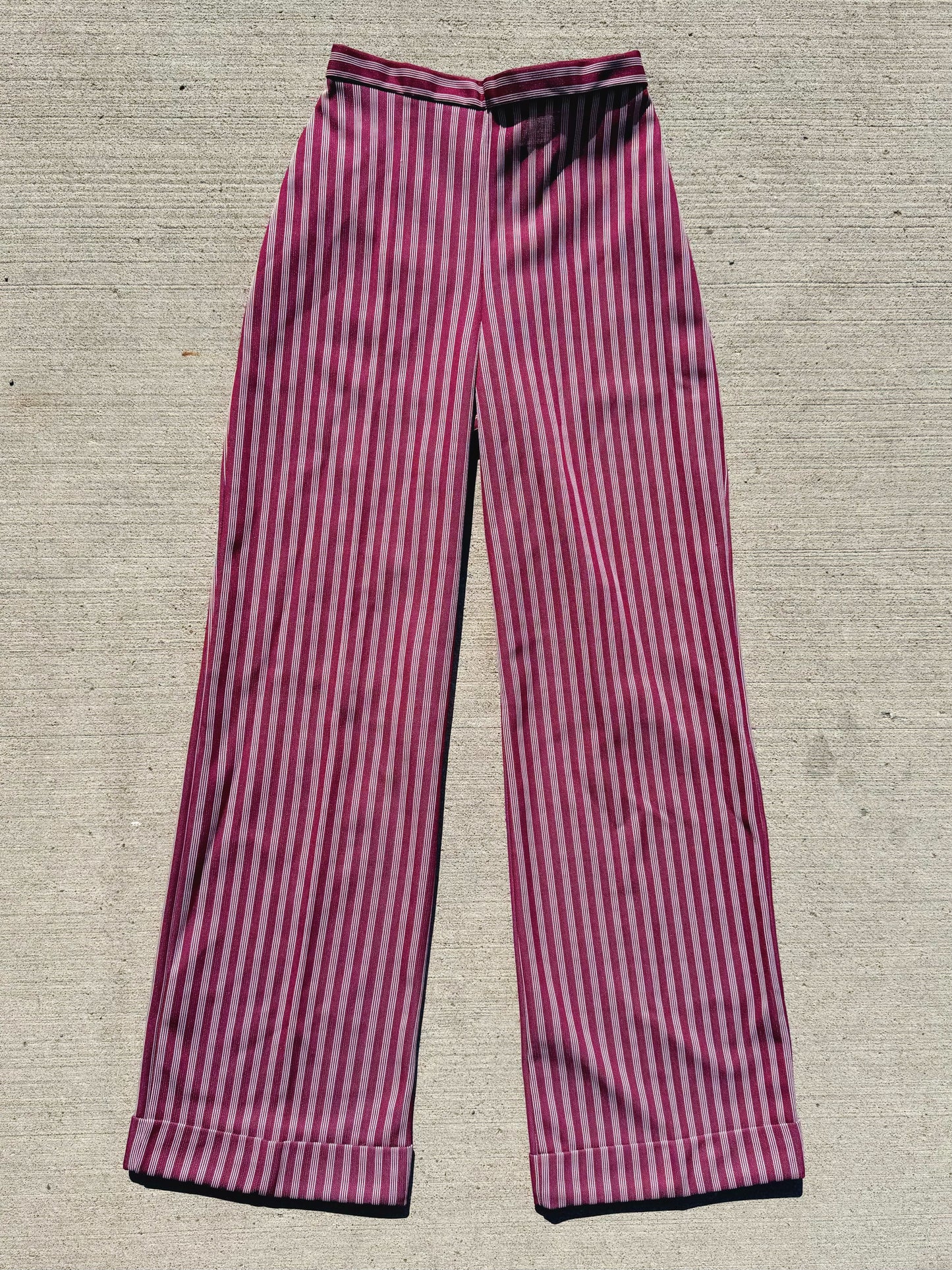 Vintage 1970s Catalina Pinstripe Cuffed Wide Leg Pants | XS/S