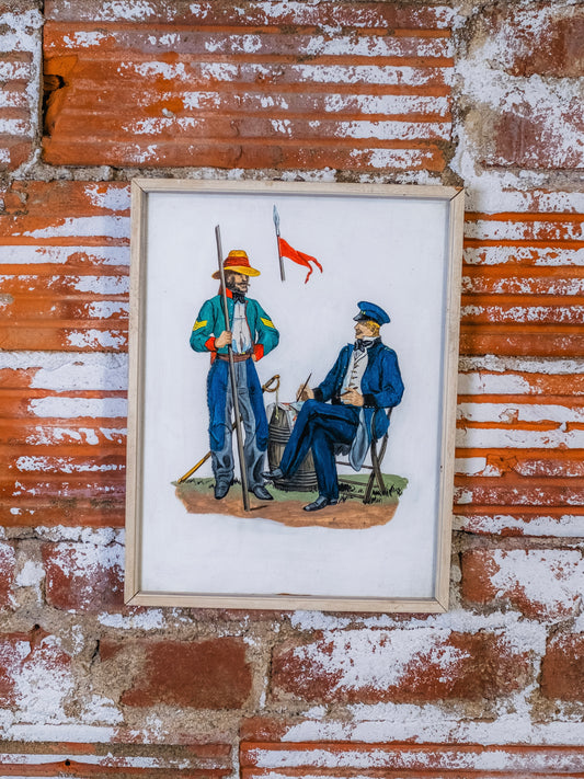 Vintage Framed “Corps of Engineers & The Mexican Spy Company - 1847” Reproduction Painting