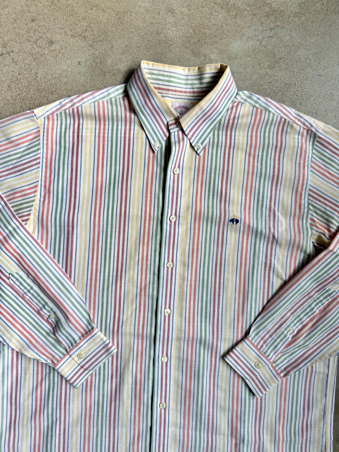 Brooks Brothers Pastel Striped Supima Cotton Button-Down Shirt | Large