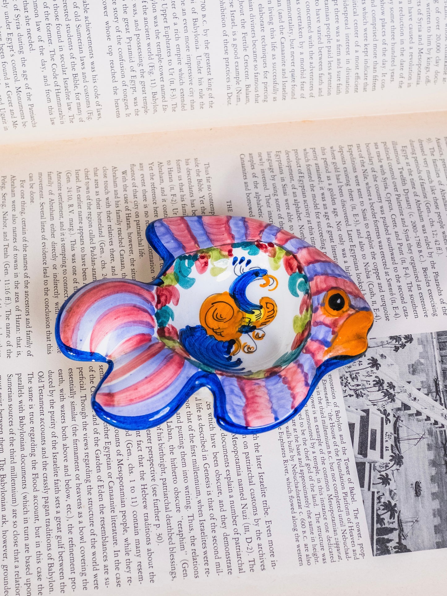 Vintage 1980s Ceramic Mexican Folk Art Fish Ashtray