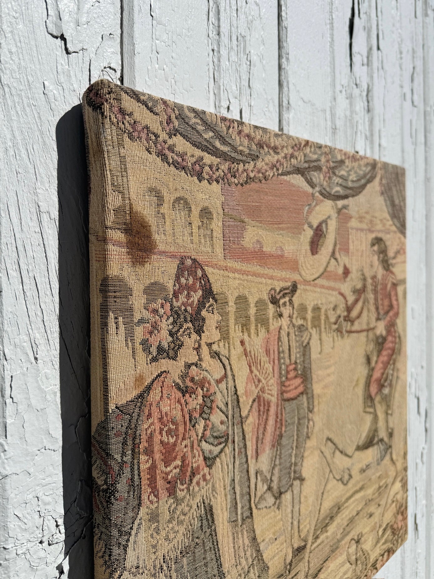 Vintage 1970s Mexico Streetscape Tapestry Art