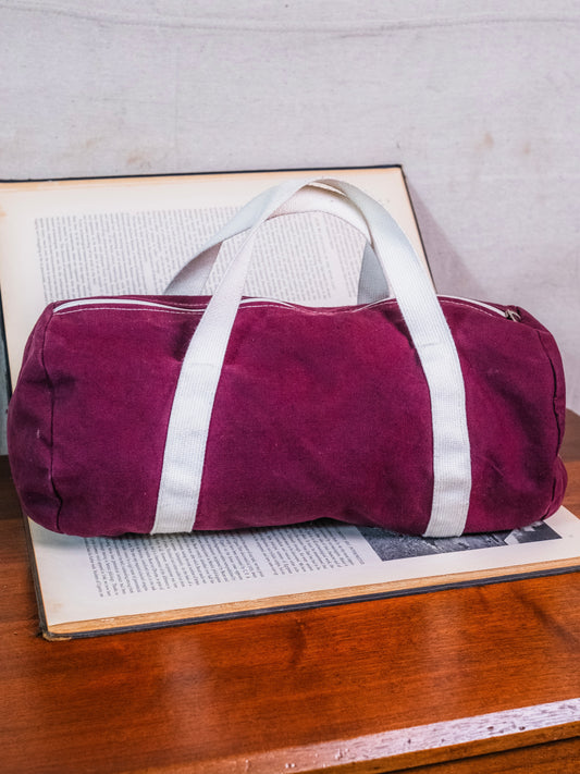 Vintage 1970s Burgundy Canvas Mini Duffel Athletic Bag