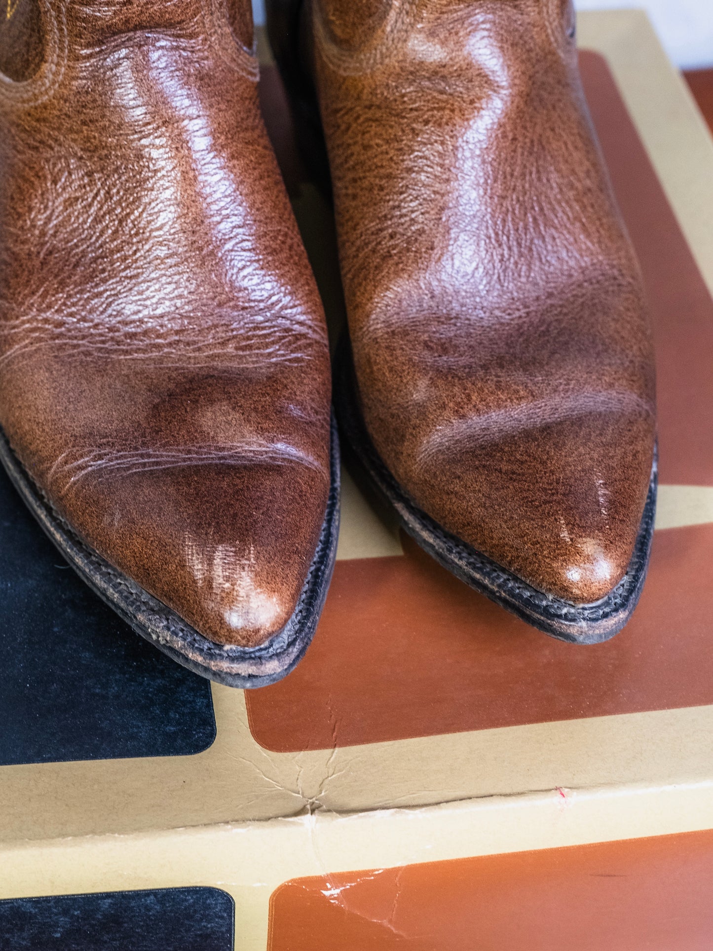 Vintage 1960s ACME Sunburst Brown Leather Cowboy Boots | Women’s 6
