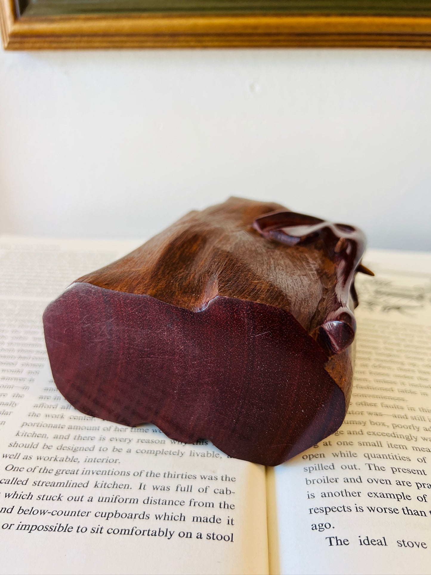 Vintage Wood Carved Elephant Ashtray